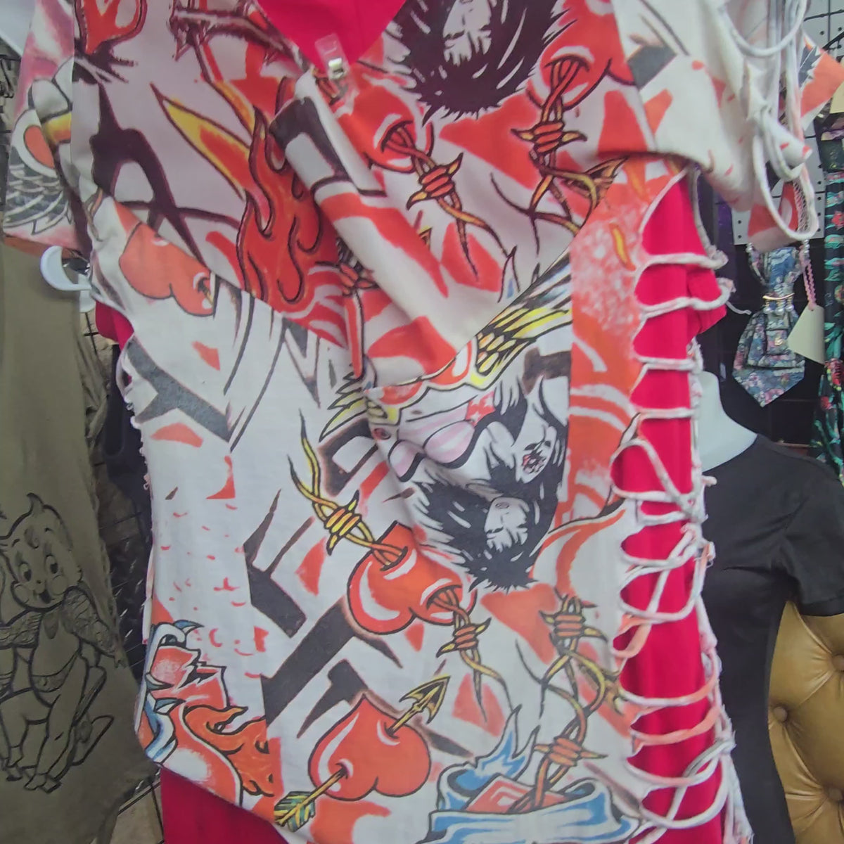 One-of-One Vintage Ink Slingers Rosie Tattoo Dress | Upcycled Y2K Alternative Wearable Art