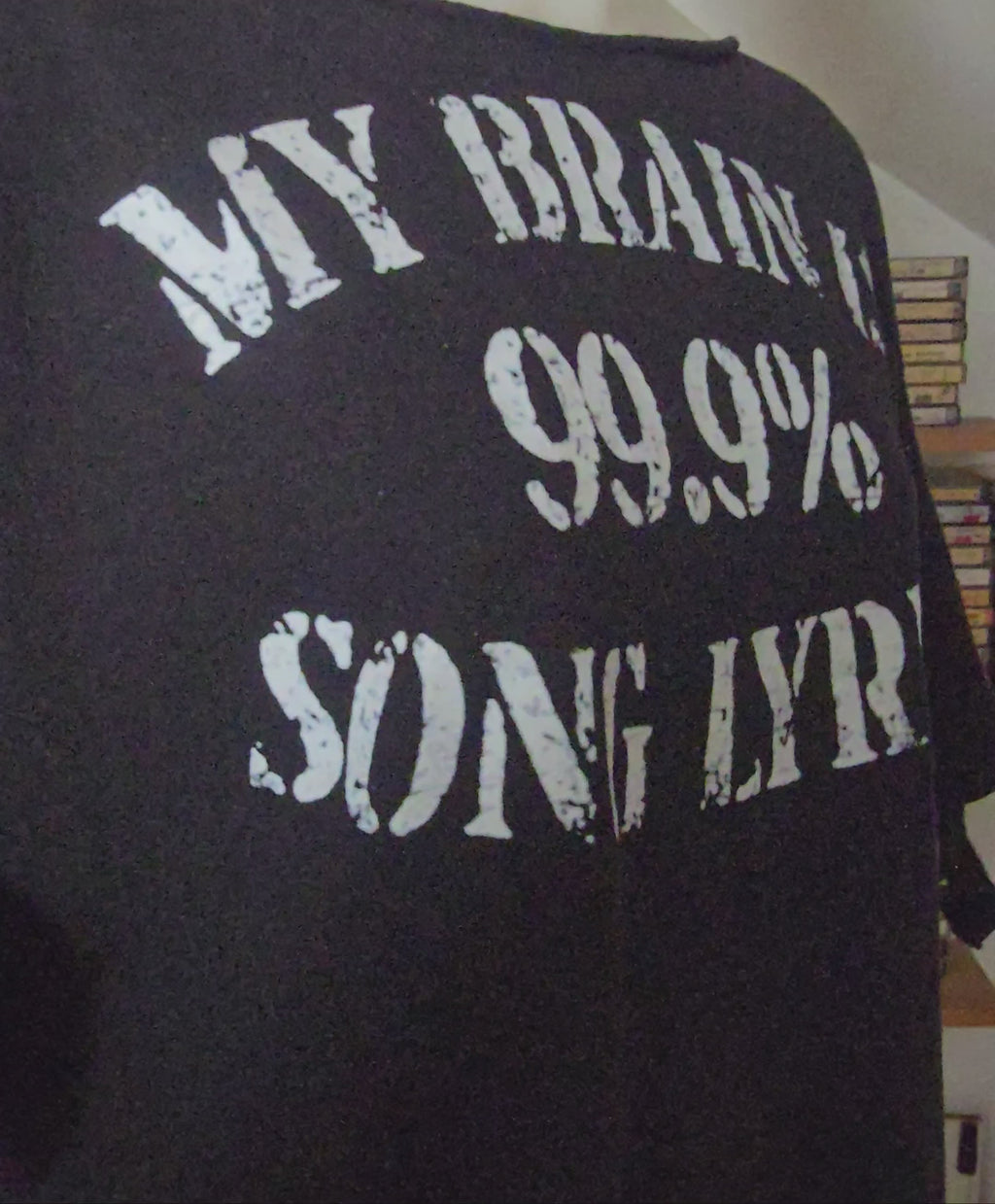 One-of-One "My Brain Is 99.9% Song Lyrics" Upcycled Fringe Tee | Shredded Alternative Graphic Top | XL–2X