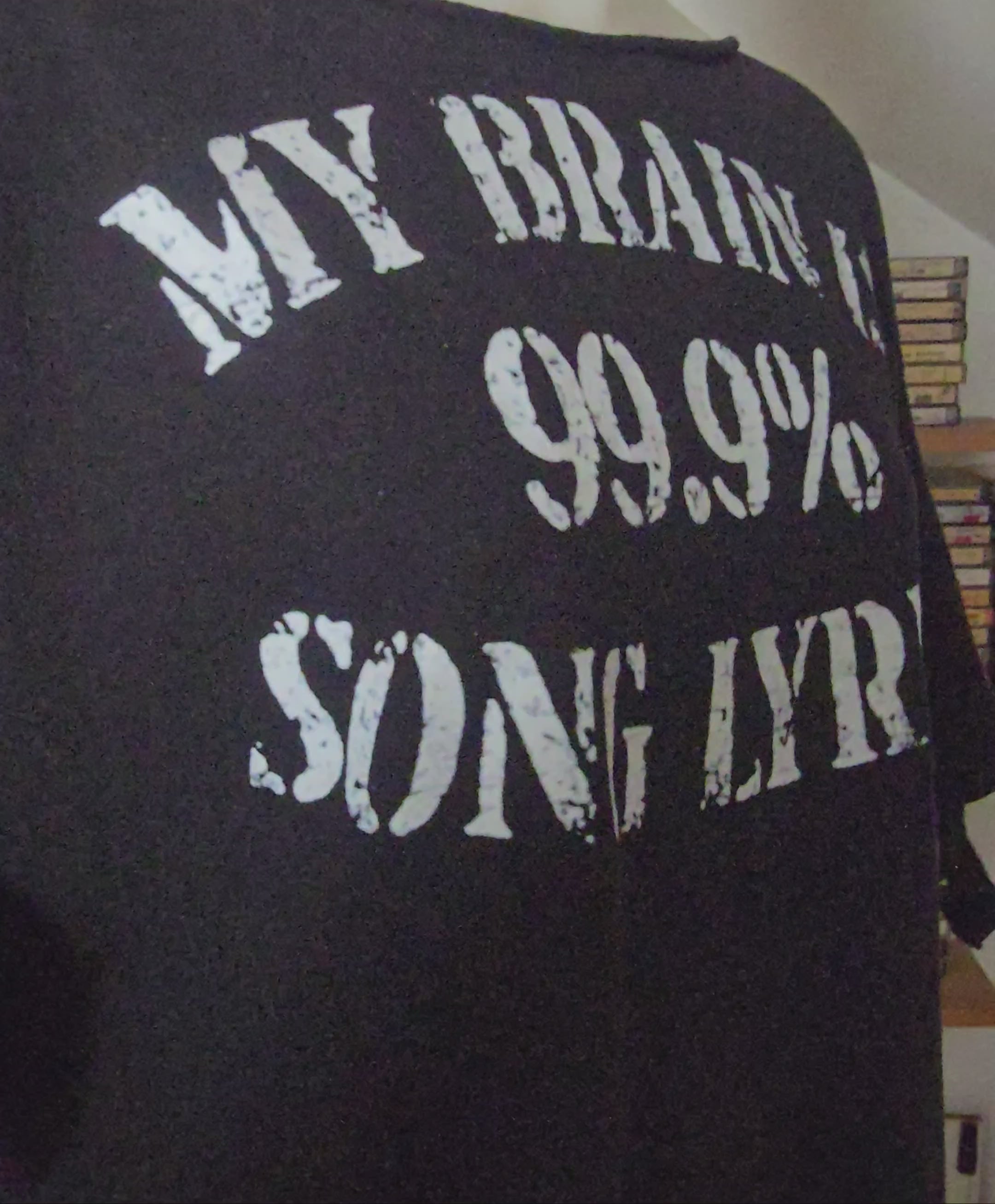 One-of-One "My Brain Is 99.9% Song Lyrics" Upcycled Fringe Tee | Shredded Alternative Graphic Top | XL–2X
