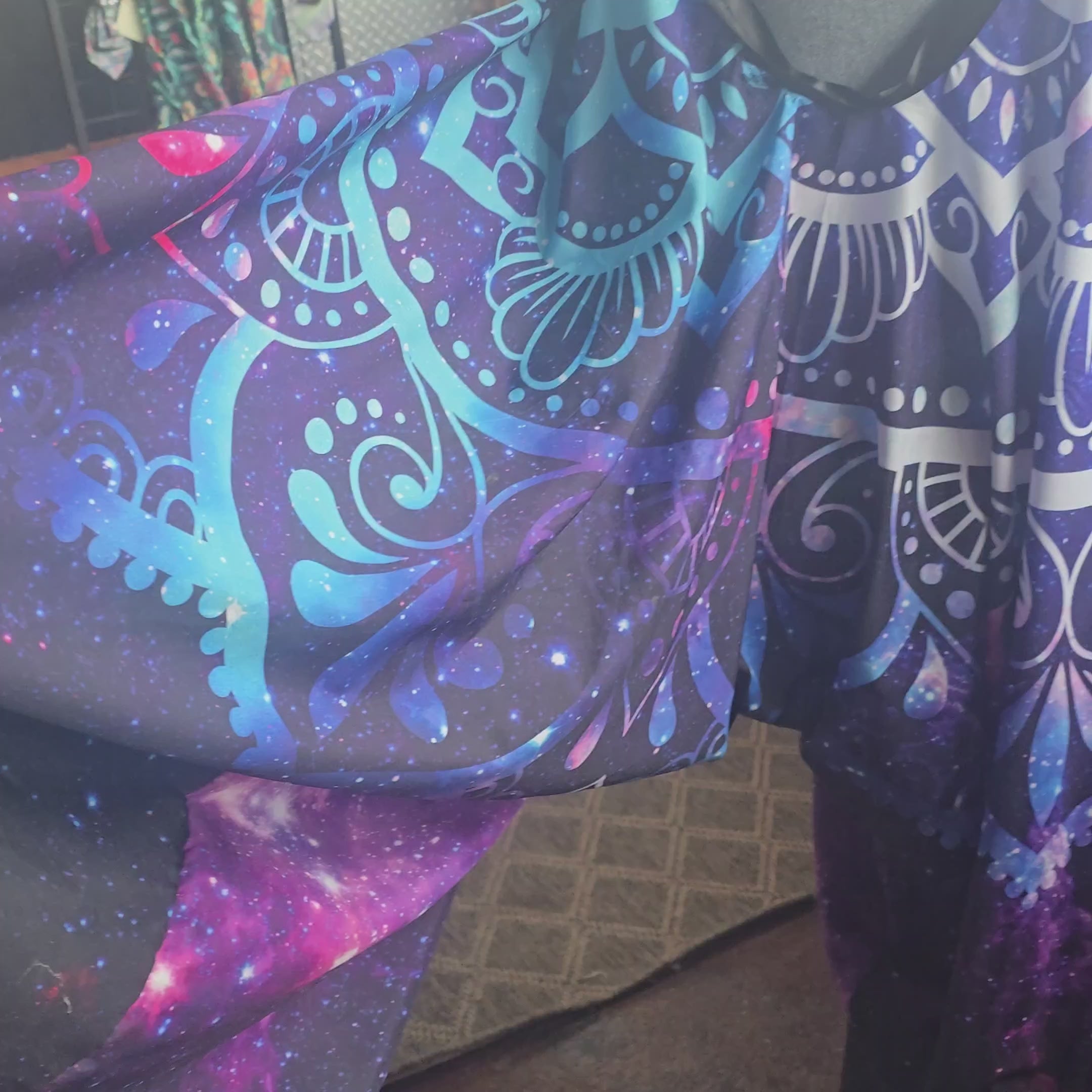 Handmade Galaxy Mandala Harem Jumpsuit | One Size Plus Festival Romper | Boho Wearable Art