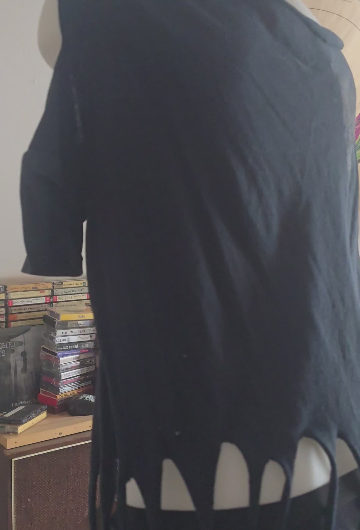 One-of-One Steve Pelkey "Your Head Is a Cake" Tattoo Tee | Upcycled Fringe Gothic Graphic Top | XL