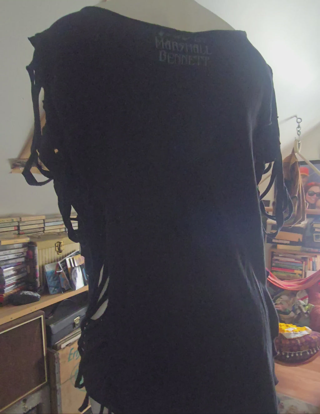 One-of-One Marshall Bennett Tattoo Tee | Upcycled Shredded Gothic Graphic Top | XL