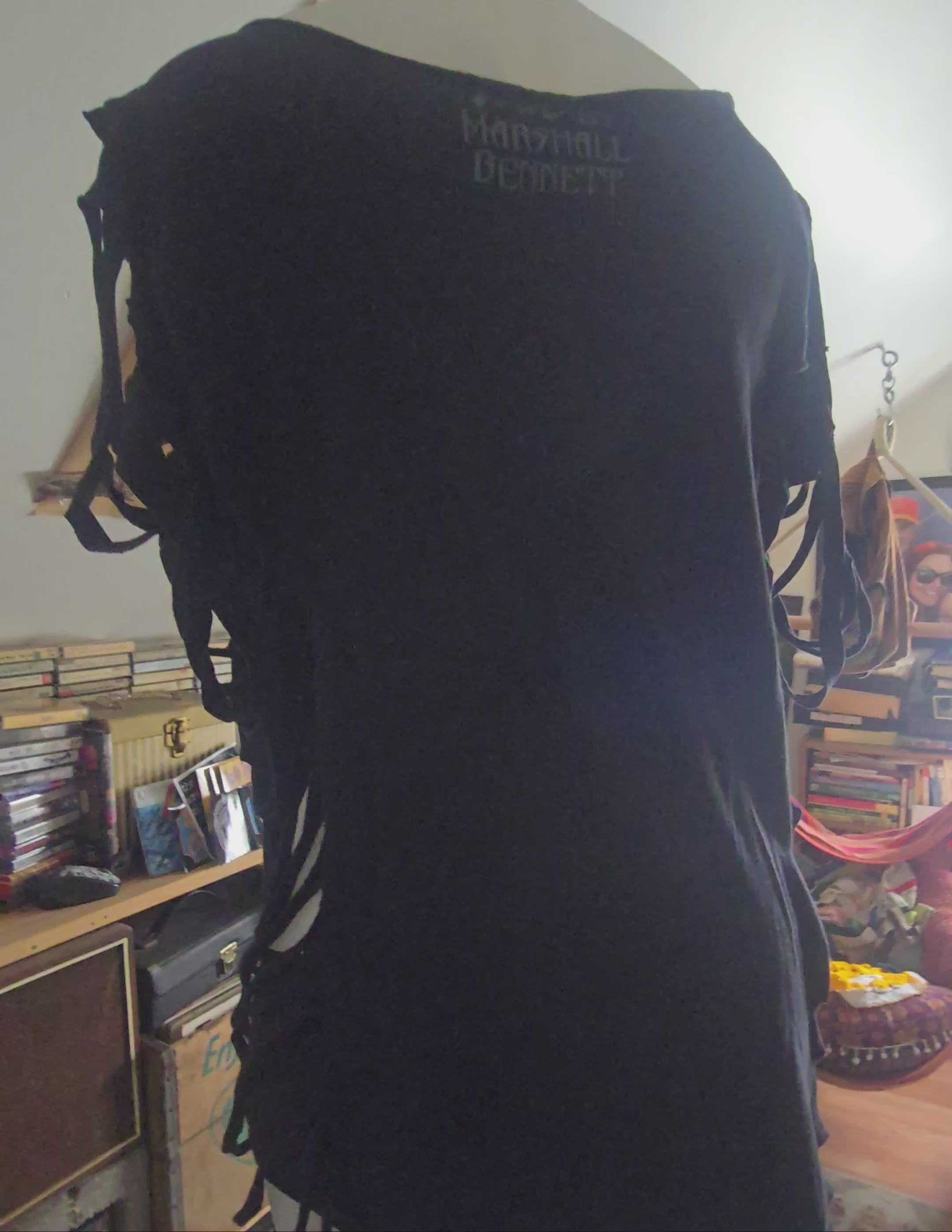 One-of-One Marshall Bennett Tattoo Tee | Upcycled Shredded Gothic Graphic Top | XL
