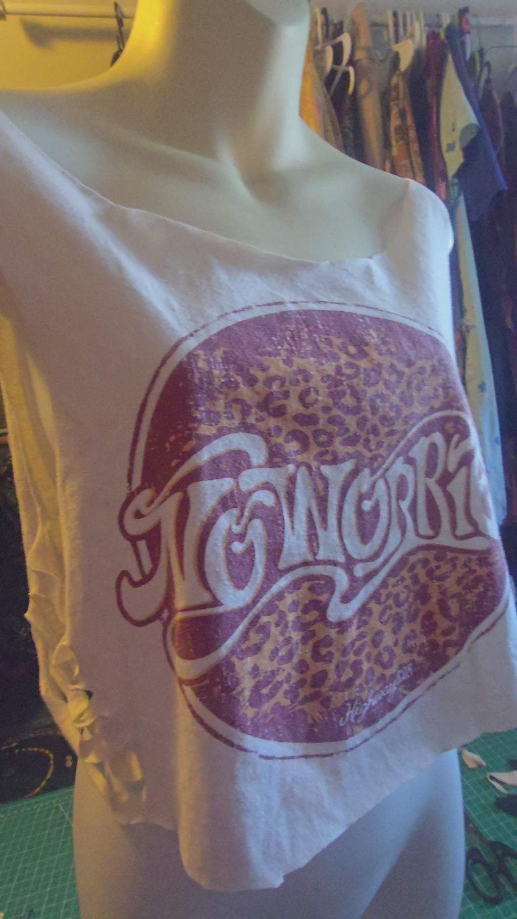 Remixed "No Worries" Crop Tank | One-of-One Upcycled Graphic Festival Top