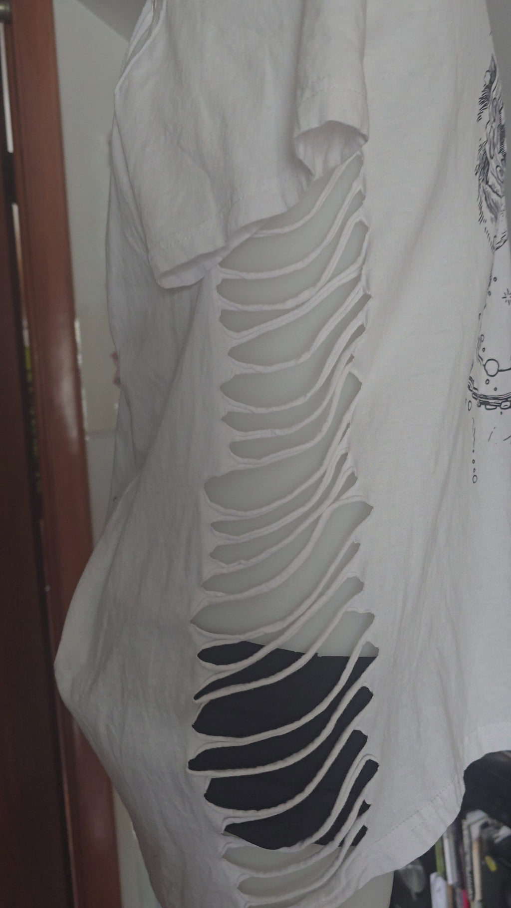 SOLD***Surreal Salvador Dali Graphic Tee | Upcycled Off-Shoulder Art Shirt | XL–2X