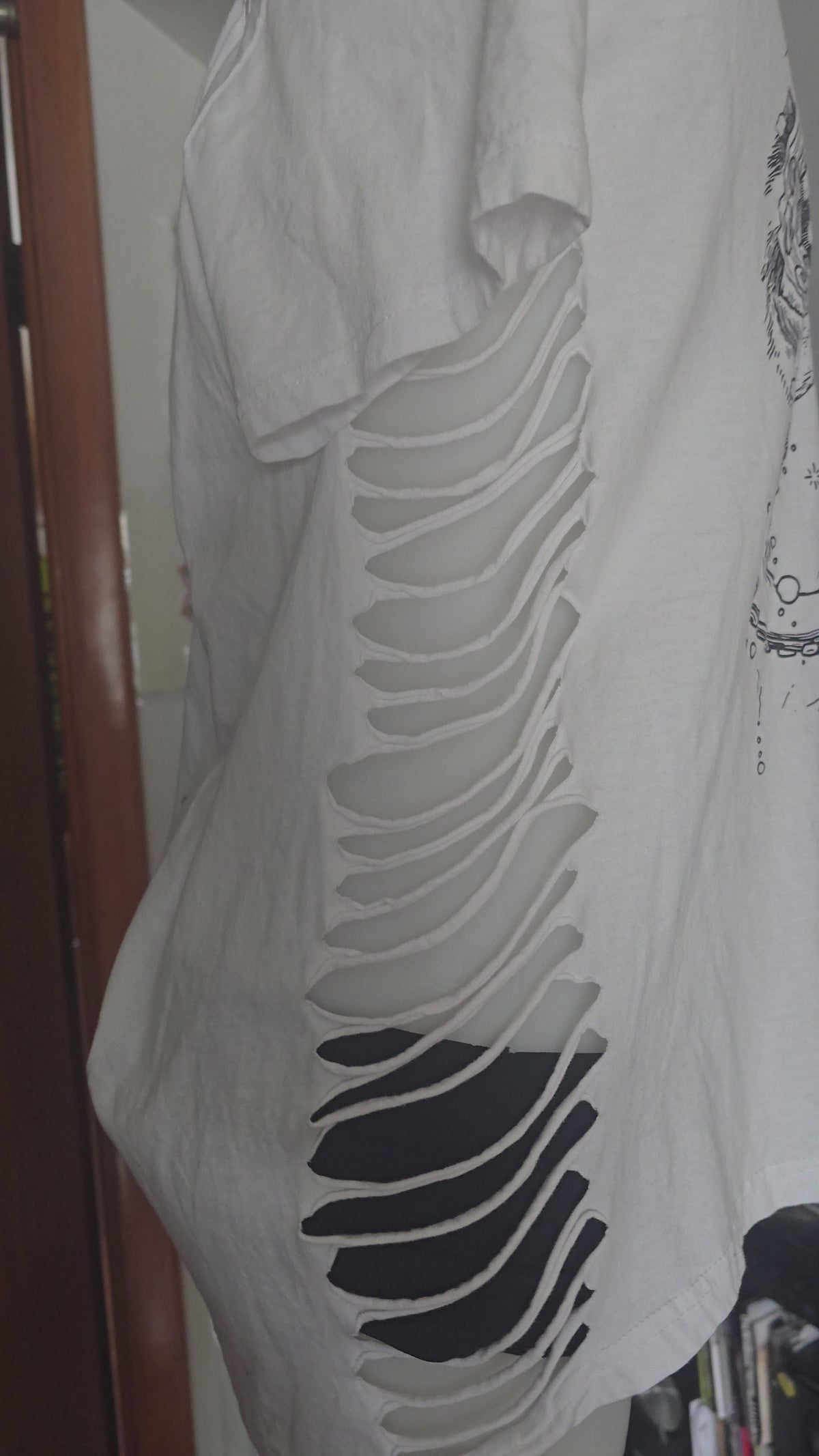 SOLD***Surreal Salvador Dali Graphic Tee | Upcycled Off-Shoulder Art Shirt | XL–2X