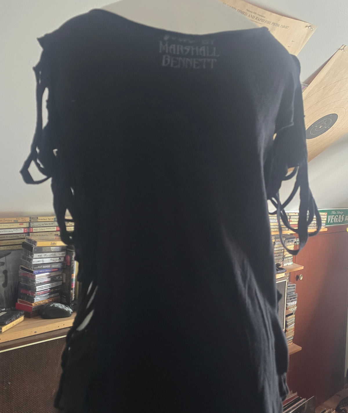 One-of-One Marshall Bennett Tattoo Tee | Upcycled Shredded Gothic Graphic Top | XL