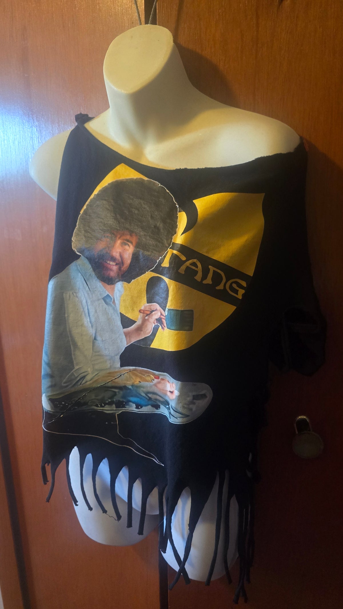 Bob Ross x Wu-Tang Reconstructed One-Shoulder Tee | One-of-a-Kind Upcycled Festival Shirt | XL–2X