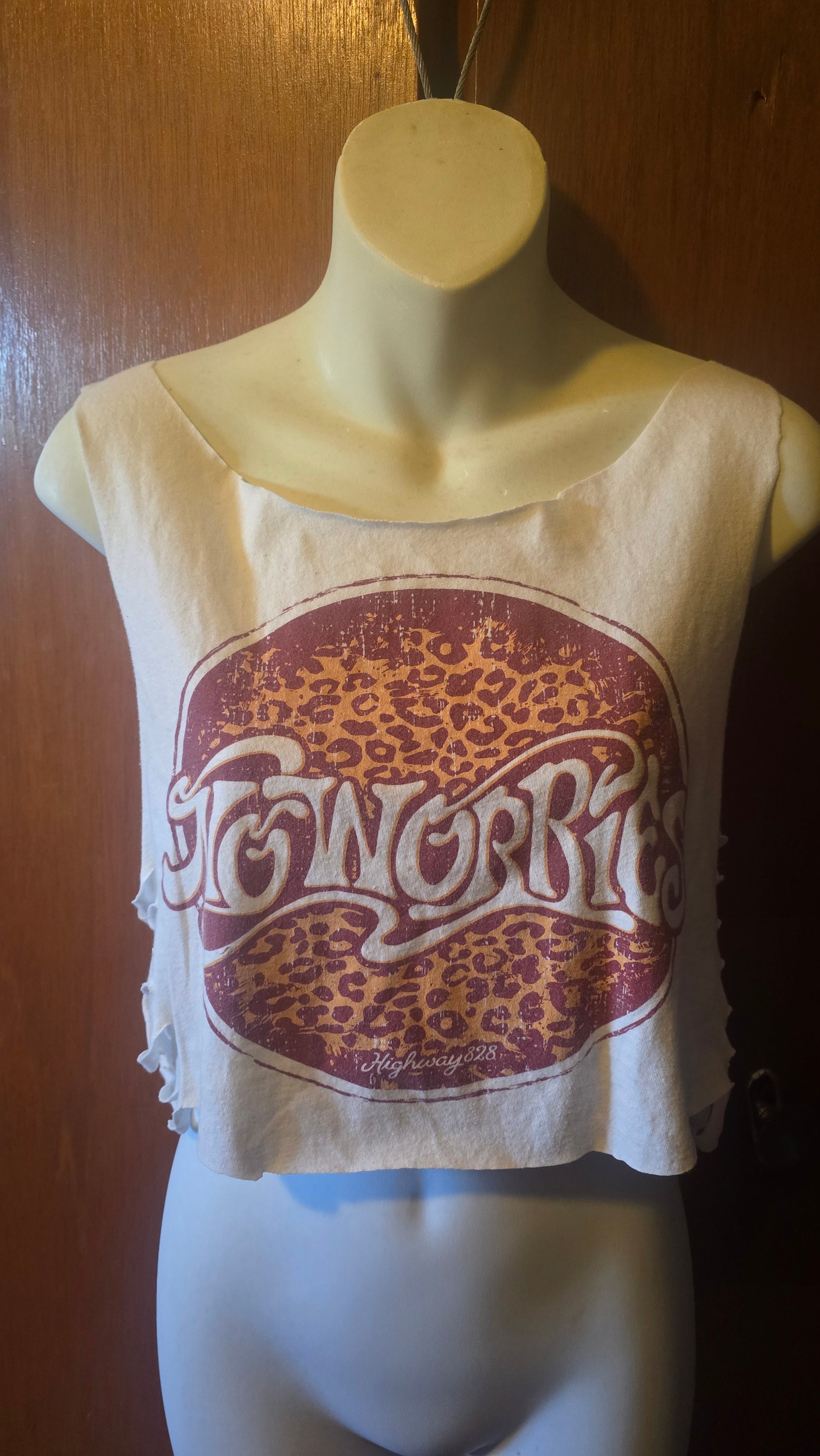 Remixed "No Worries" Crop Tank | One-of-One Upcycled Graphic Festival Top