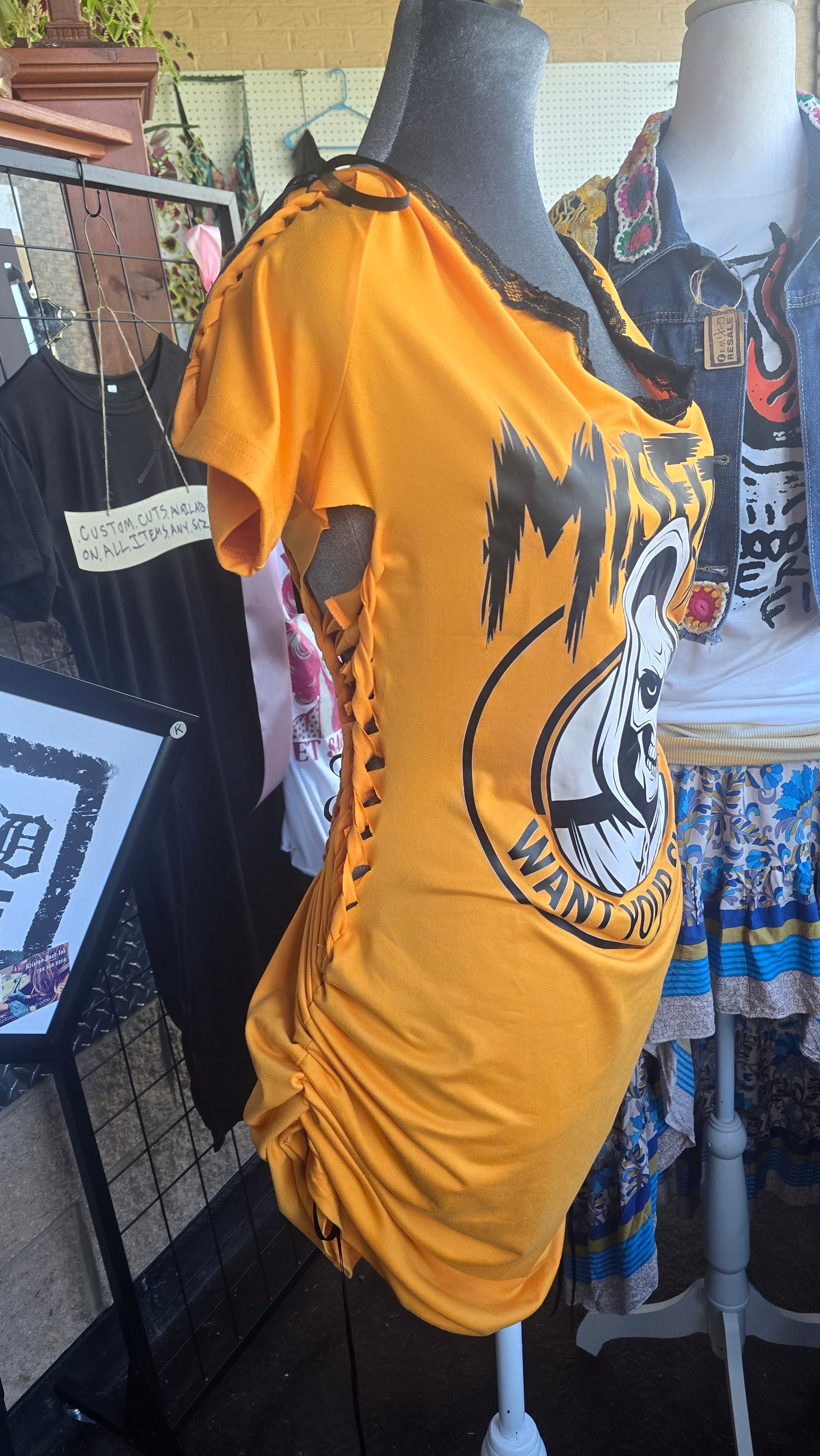 Misfits Reconstructed Corset T-Shirt Dress | Handmade One-of-One Upcycled Dress