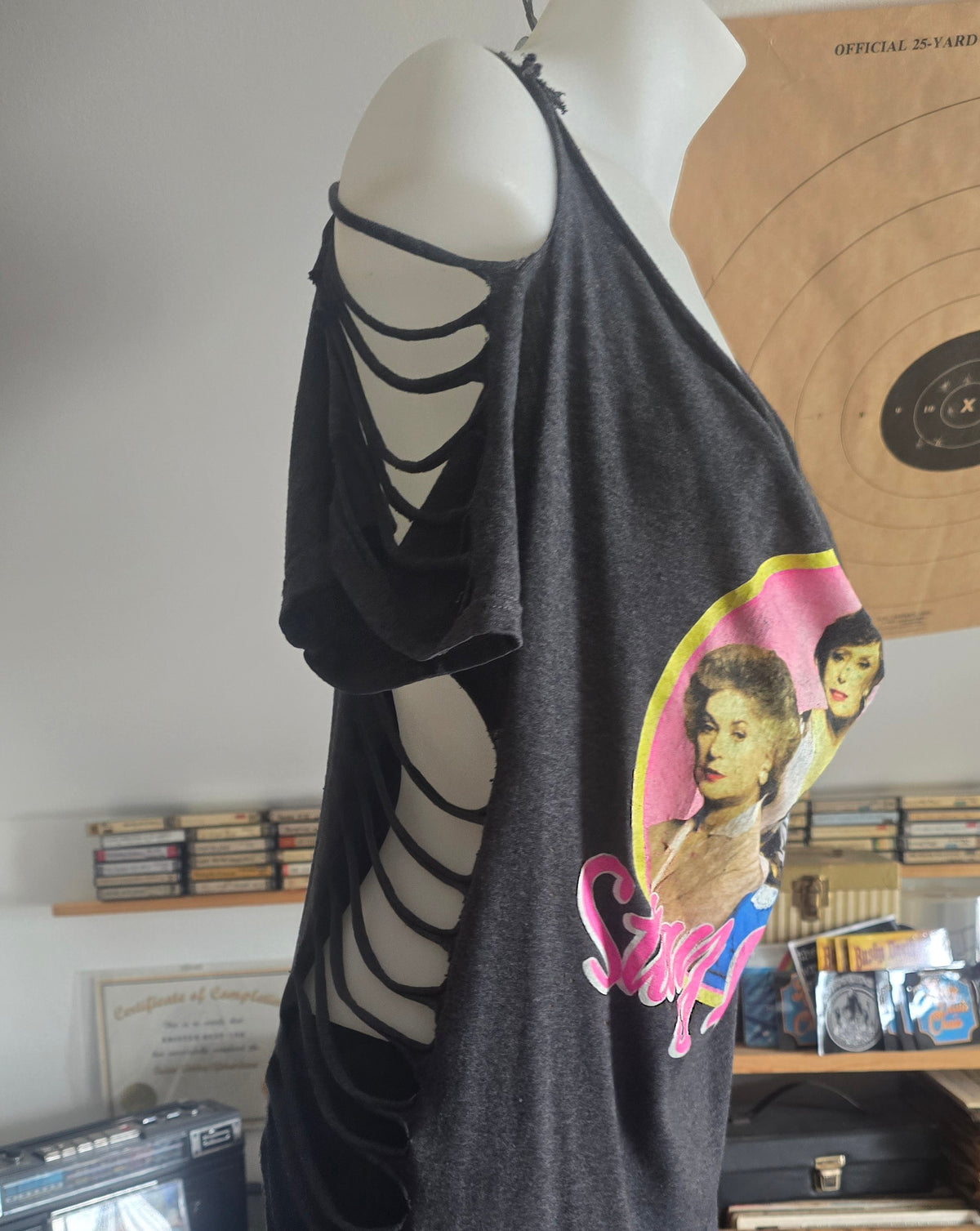 One-of-One Golden Girls "Stay Golden" Tee | Upcycled Off-Shoulder Graphic Top | XL–2X