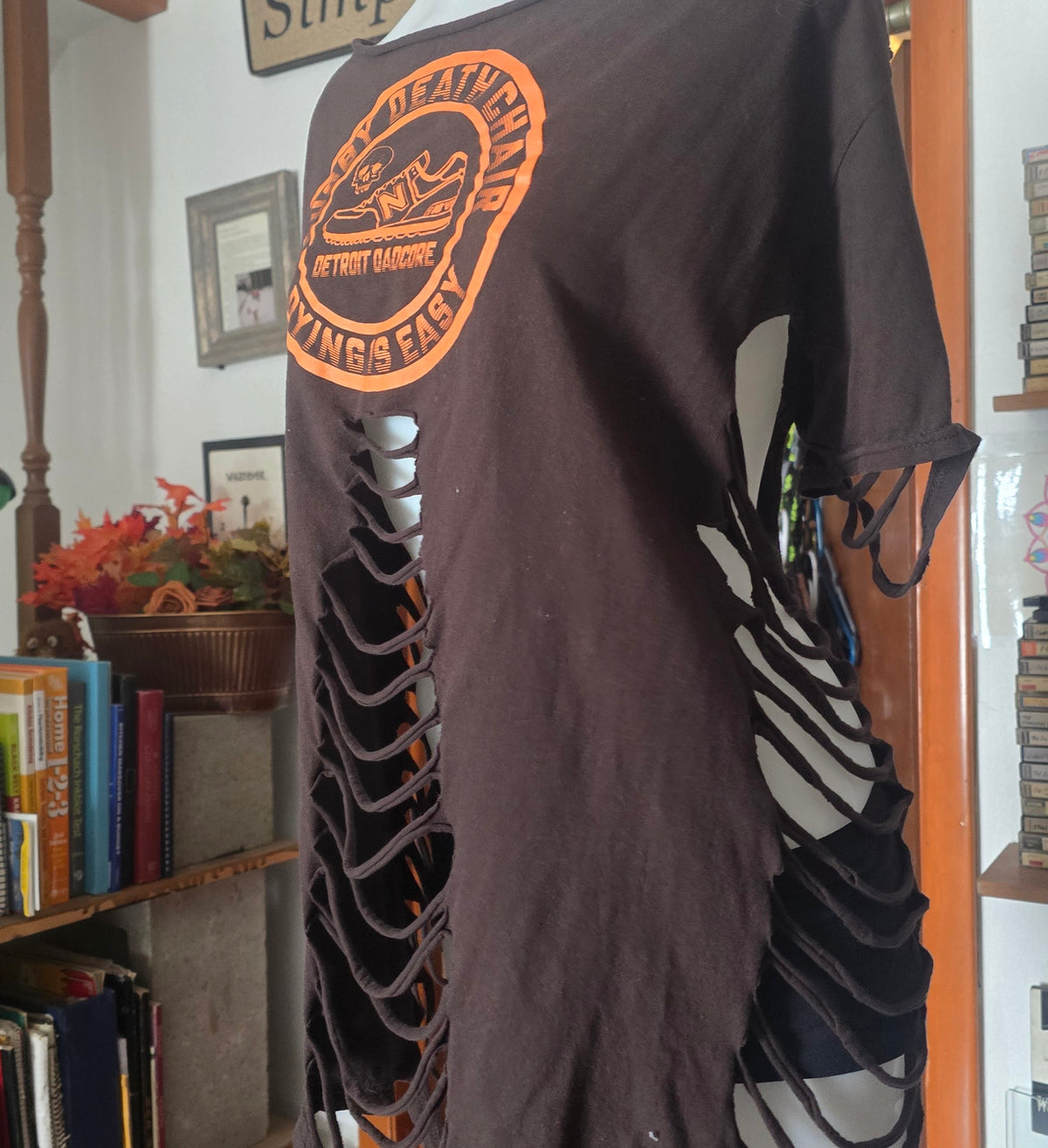 One-of-One Busy Death Chair "Detroit Dadcore" Tee | Upcycled Shredded Punk Graphic Top | XL–2X