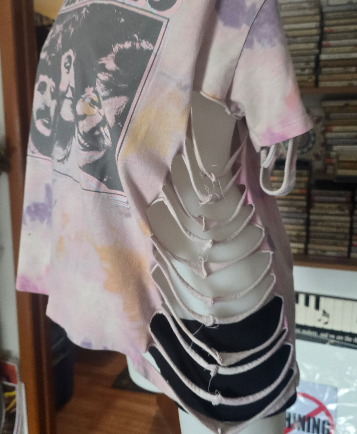 One-of-One Beatles Tie-Dye Band Tee | Upcycled Off-Shoulder Graphic Shirt | XL