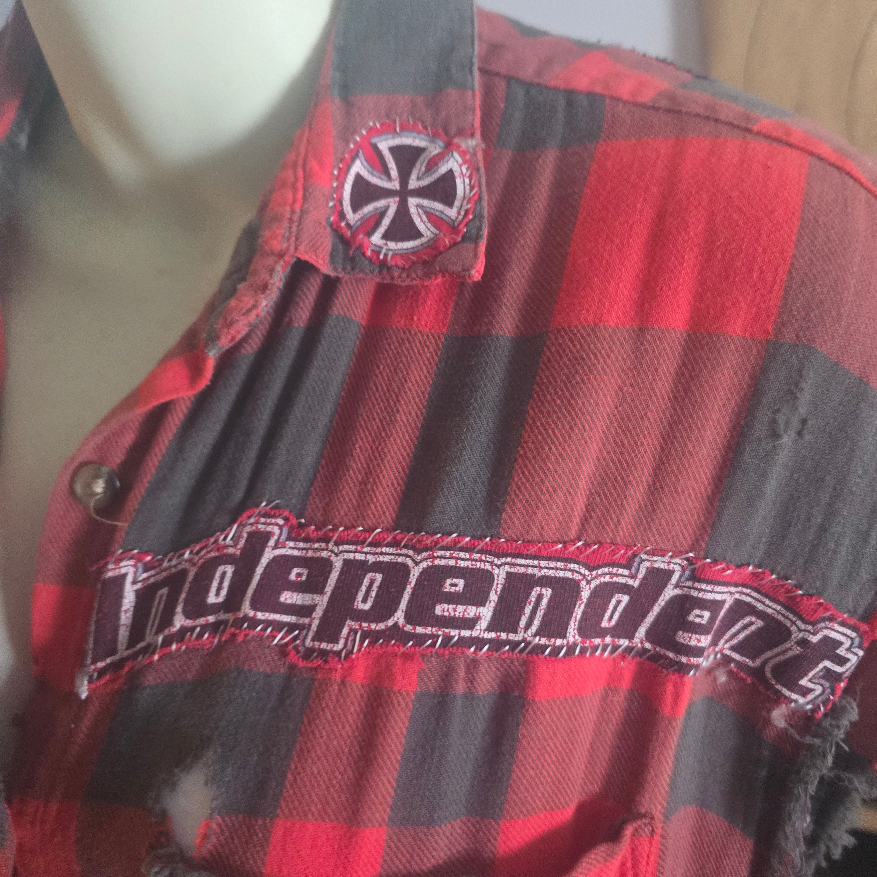 One-of-One Punk Patchwork Flannel Vest | Handmade Upcycled Sleeveless Buffalo Plaid Shirt | Oversized Unisex
