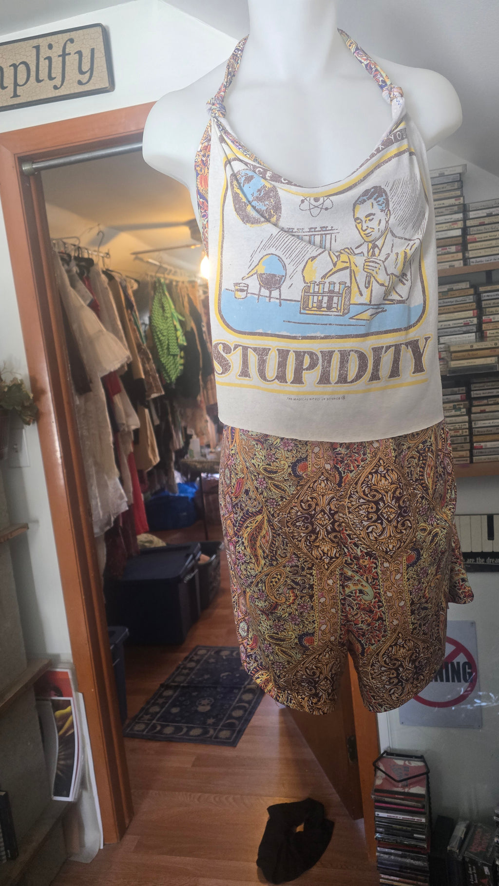 Science Can't Even Fix Your Stupidity Handmade Halter Romper | Upcycled Boho Festival One Piece | XL–2XL