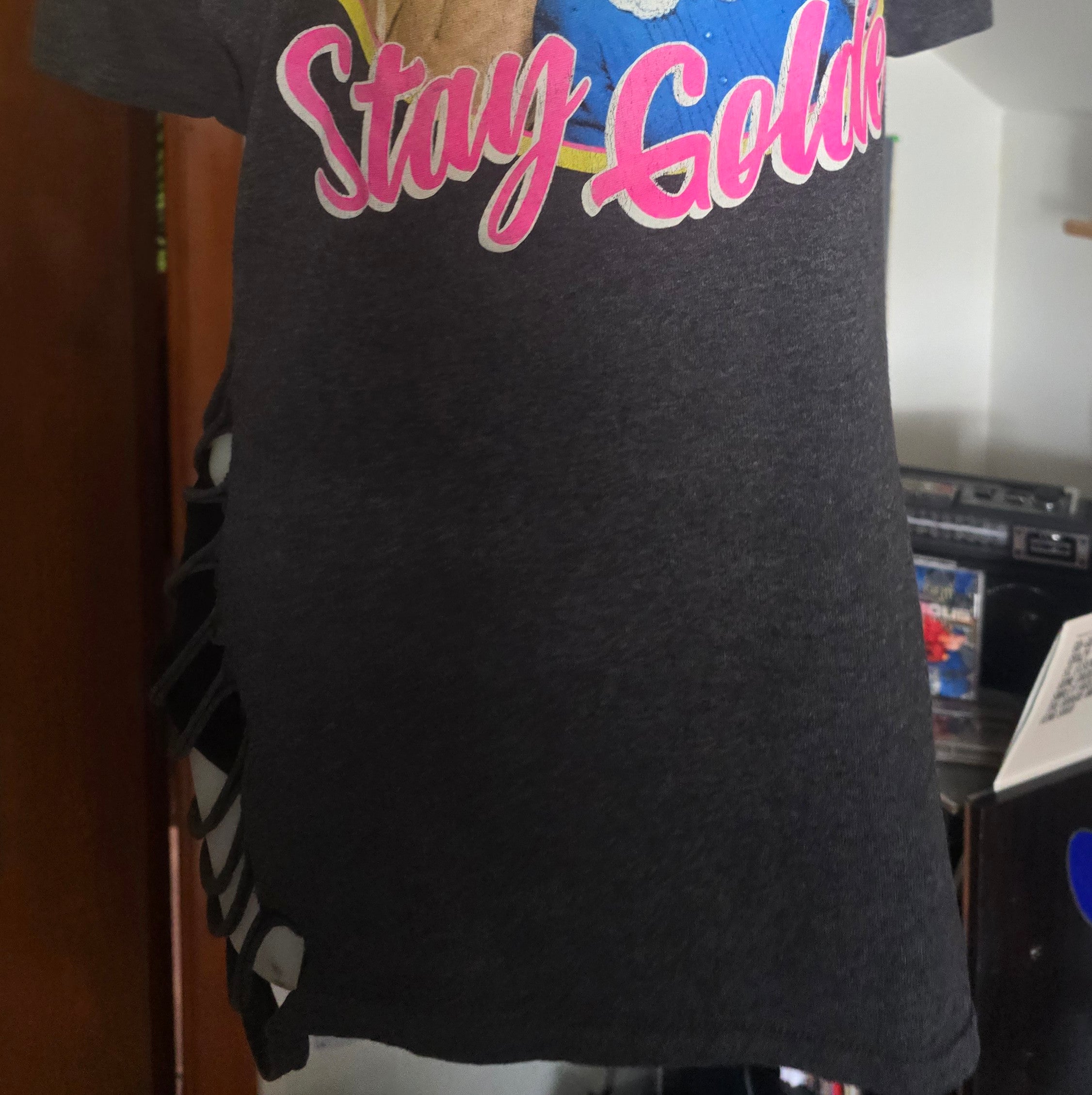 One-of-One Golden Girls "Stay Golden" Tee | Upcycled Off-Shoulder Graphic Top | XL–2X