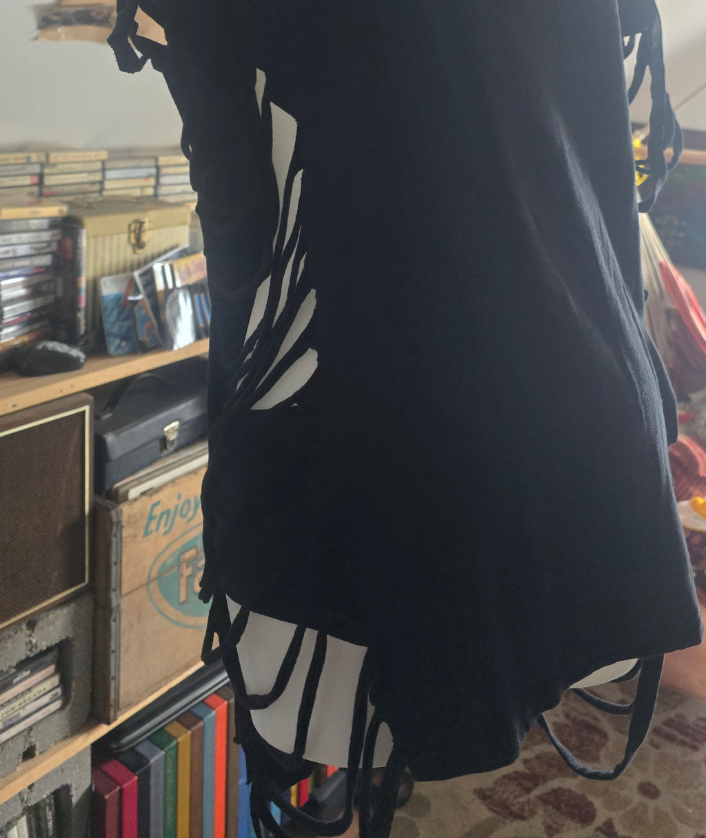 One-of-One Marshall Bennett Tattoo Tee | Upcycled Shredded Gothic Graphic Top | XL