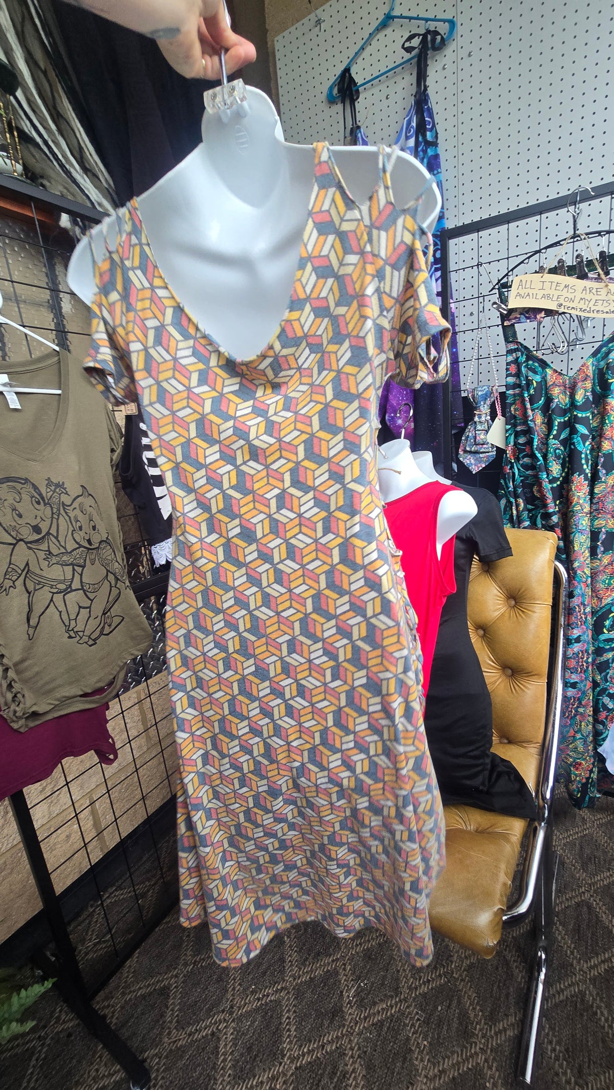 SOLD*** One-of-a-Kind Geometric Lace-Up Festival Dress | Boho Y2K Cutout Dress | Size Large