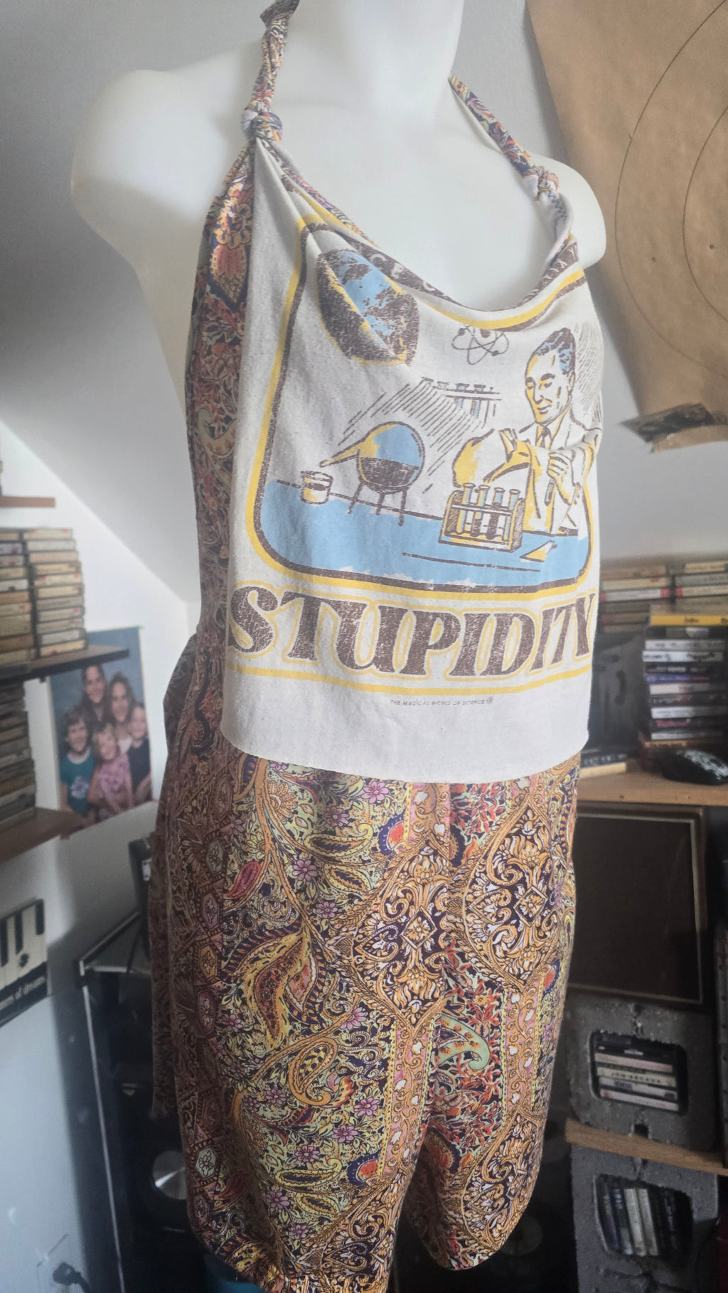 Science Can't Even Fix Your Stupidity Handmade Halter Romper | Upcycled Boho Festival One Piece | XL–2XL