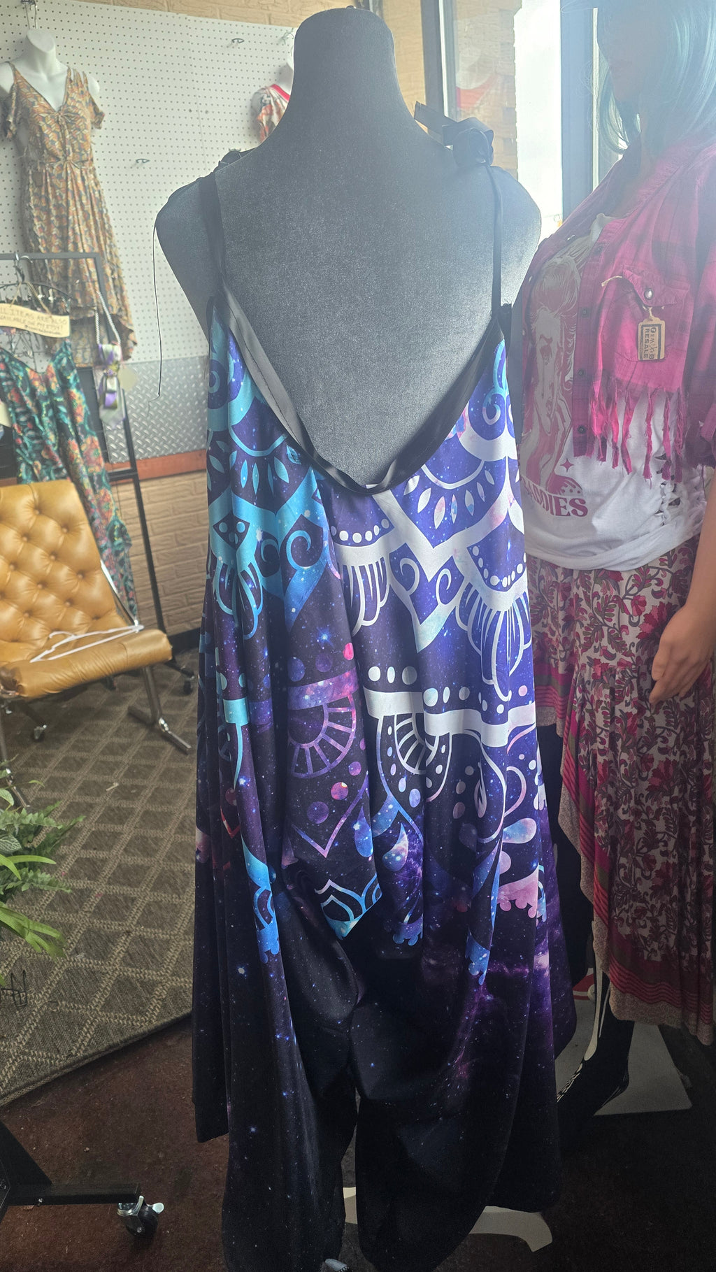 Handmade Galaxy Mandala Harem Jumpsuit | One Size Plus Festival Romper | Boho Wearable Art