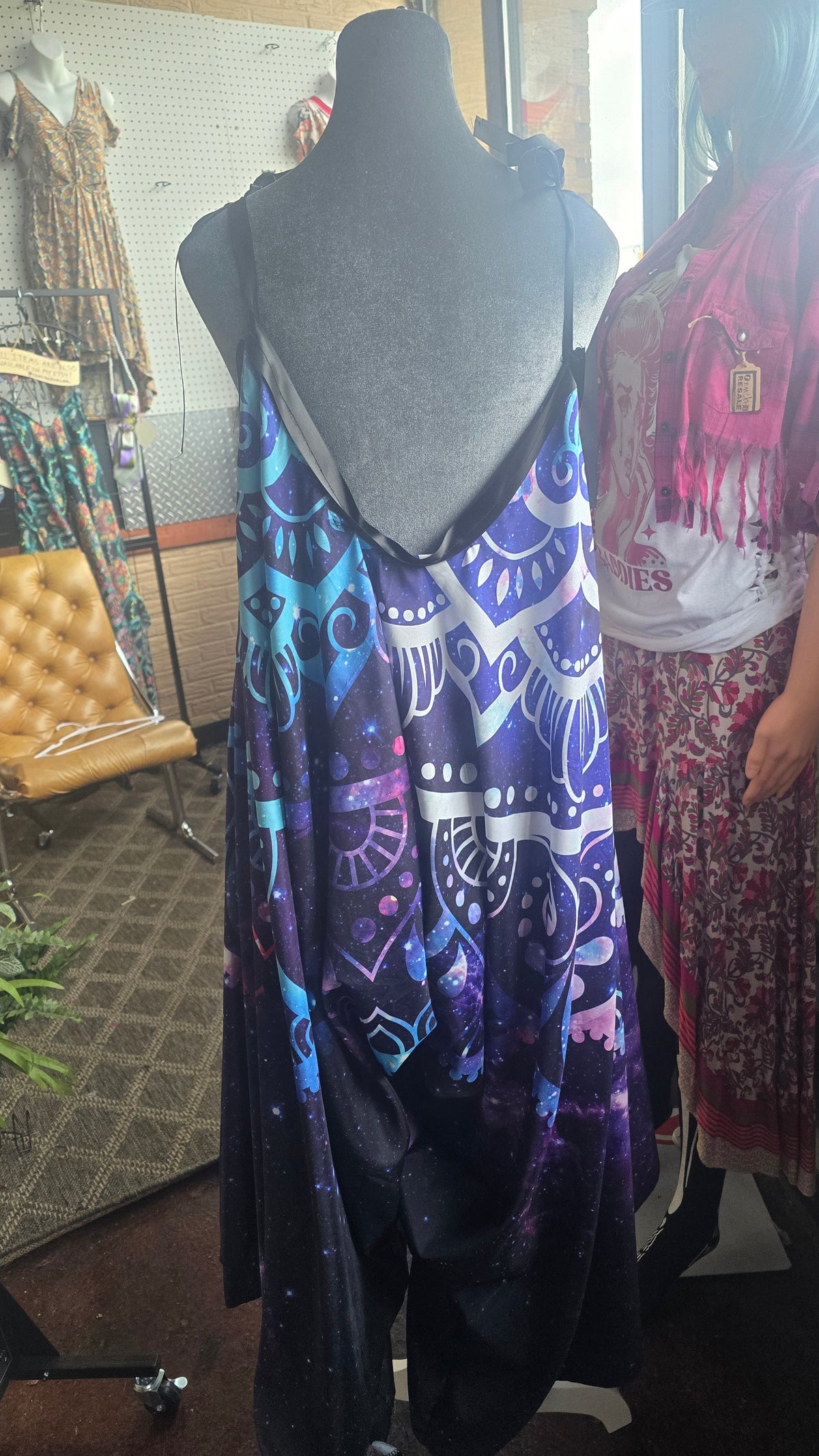 Handmade Galaxy Mandala Harem Jumpsuit | One Size Plus Festival Romper | Boho Wearable Art