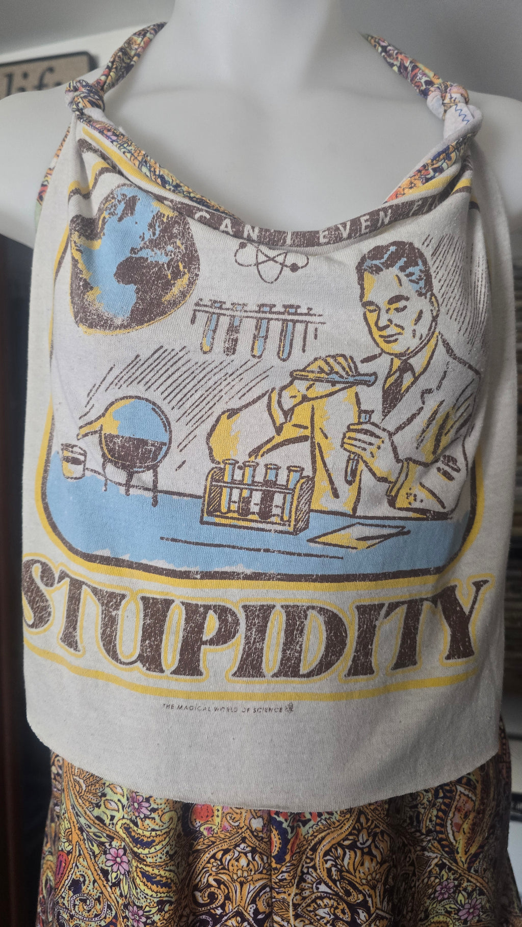 Science Can't Even Fix Your Stupidity Handmade Halter Romper | Upcycled Boho Festival One Piece | XL–2XL