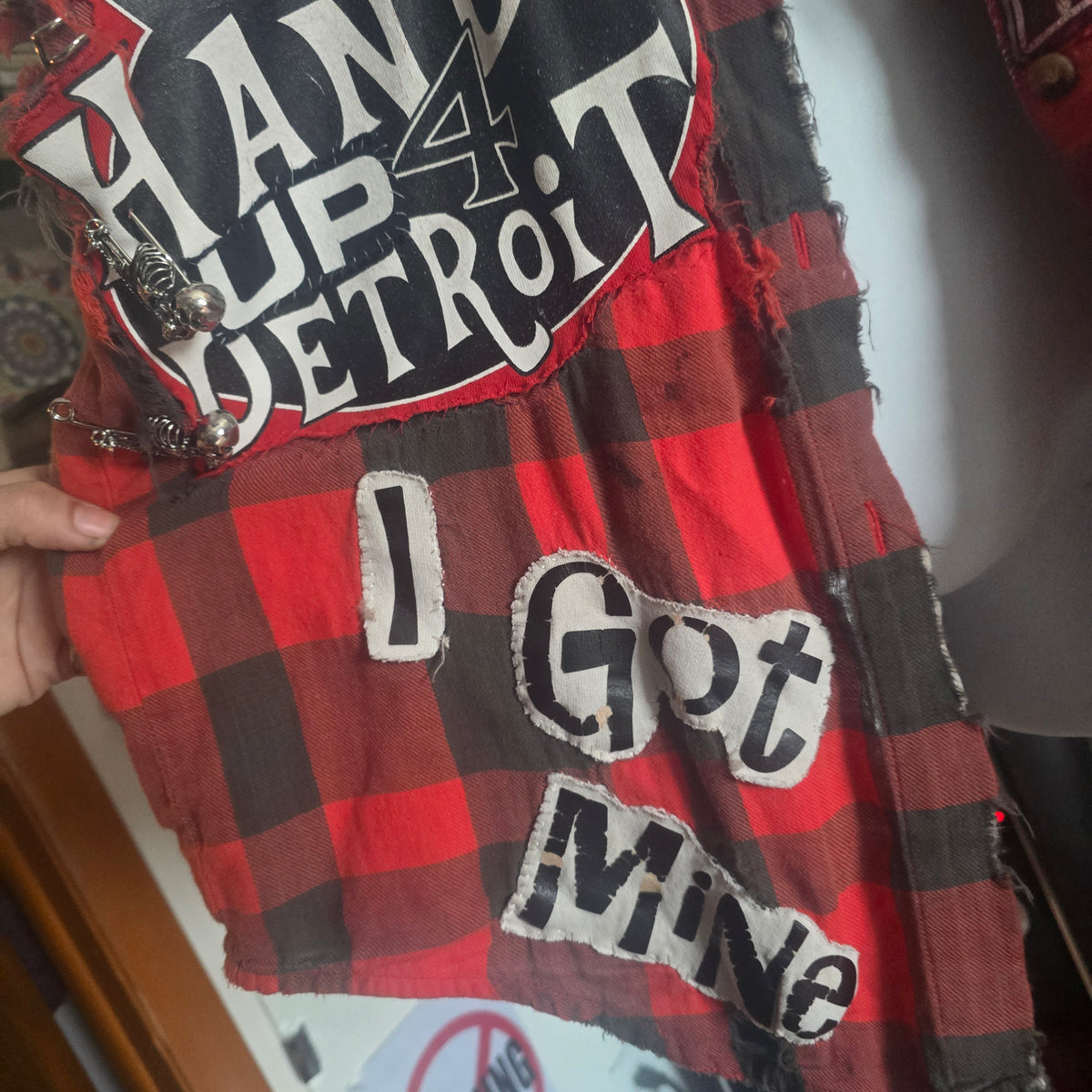 One-of-One Punk Patchwork Flannel Vest | Handmade Upcycled Sleeveless Buffalo Plaid Shirt | Oversized Unisex