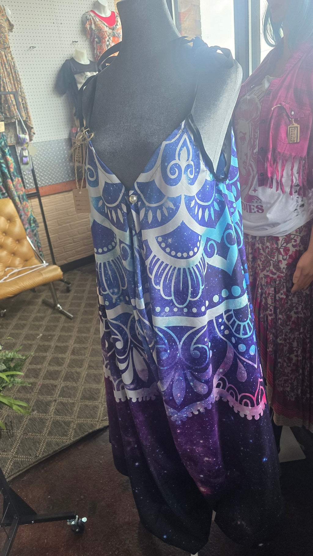 Handmade Galaxy Mandala Harem Jumpsuit | One Size Plus Festival Romper | Boho Wearable Art