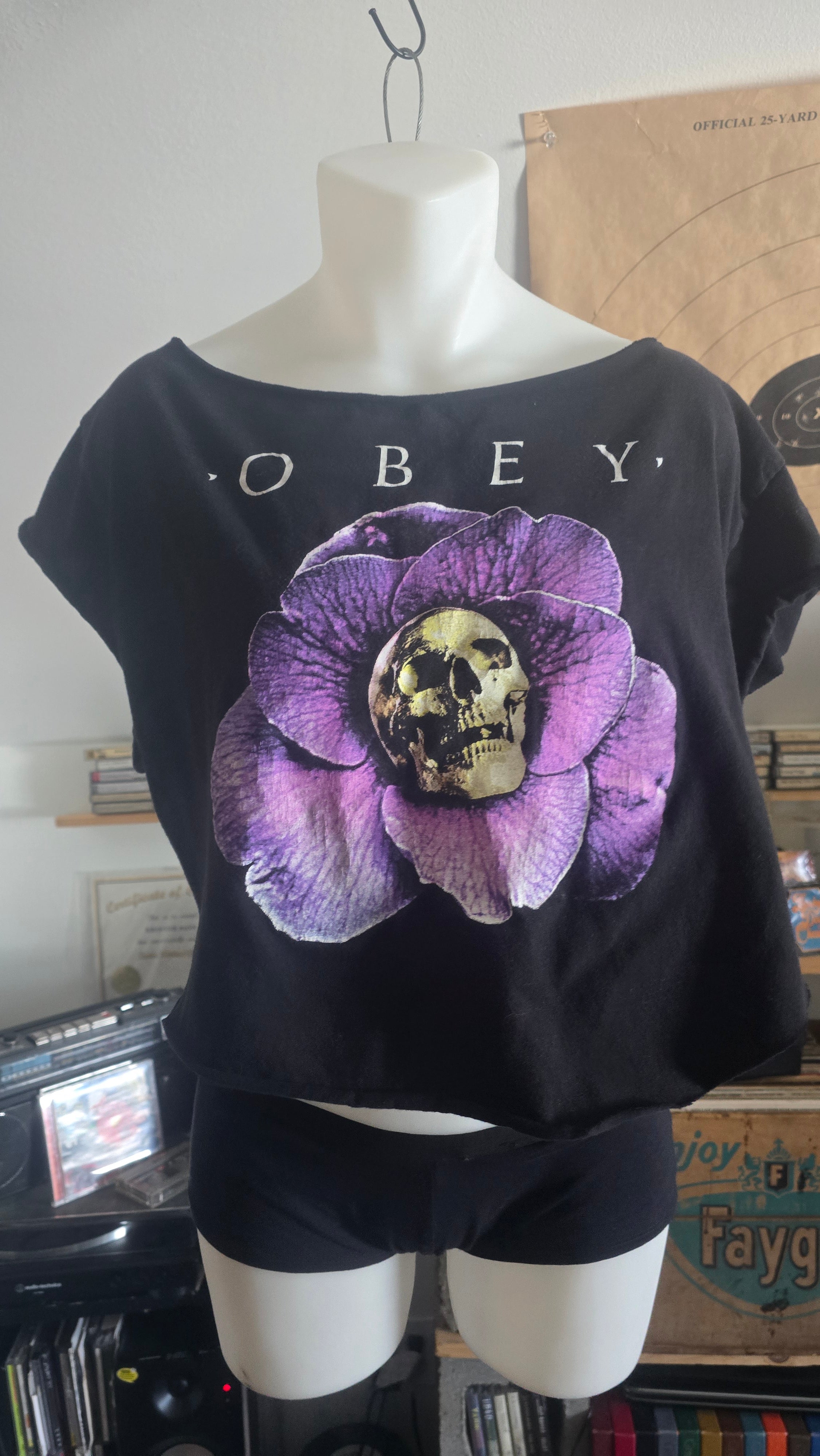 Obey Reconstructed Crop Top | Handmade One-of-One Wearable Art