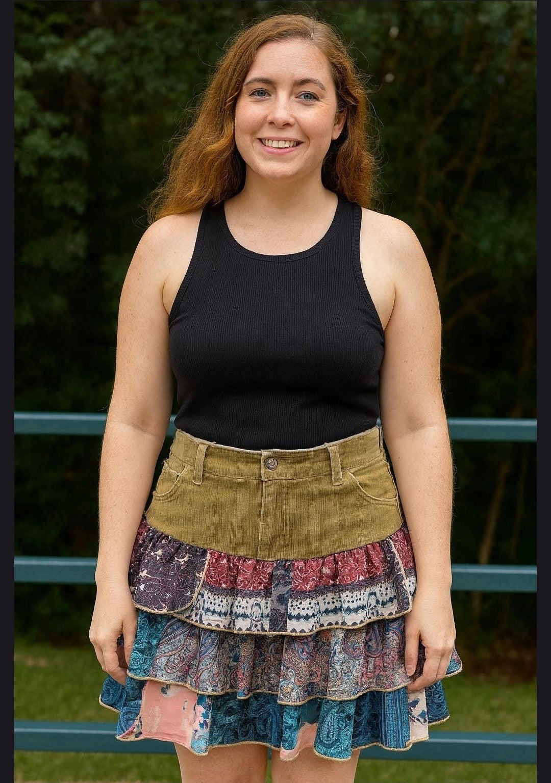 Remixed Resale Handmade Upcycled Retro Gamer Ruffle Mini Skirt