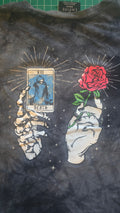 Empyre Death Tarot Halter Top | One-of-a-Kind Reconstructed Graphic Tee | Upcycled Goth Festival Top