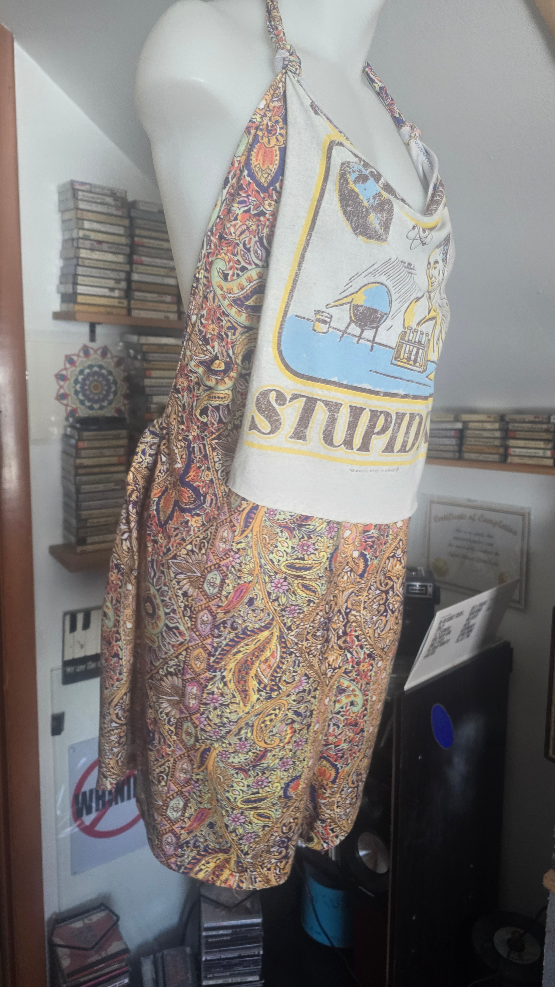 Science Can't Even Fix Your Stupidity Handmade Halter Romper | Upcycled Boho Festival One Piece | XL–2XL