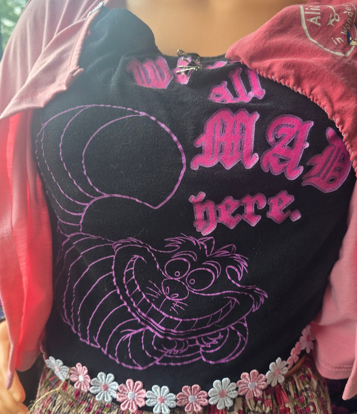 One-of-One Alice in Wonderland 3-Piece Festival Set | Cheshire Cat Fairycore Outfit | Handmade Upcycled Wearable Art