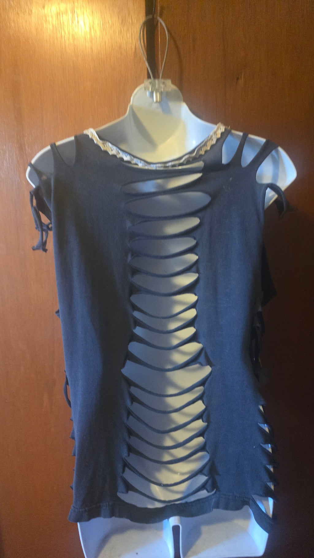 AC/DC Lace-Up Reconstructed Tank | One-of-a-Kind Upcycled Band Tee | Women's Large–XL