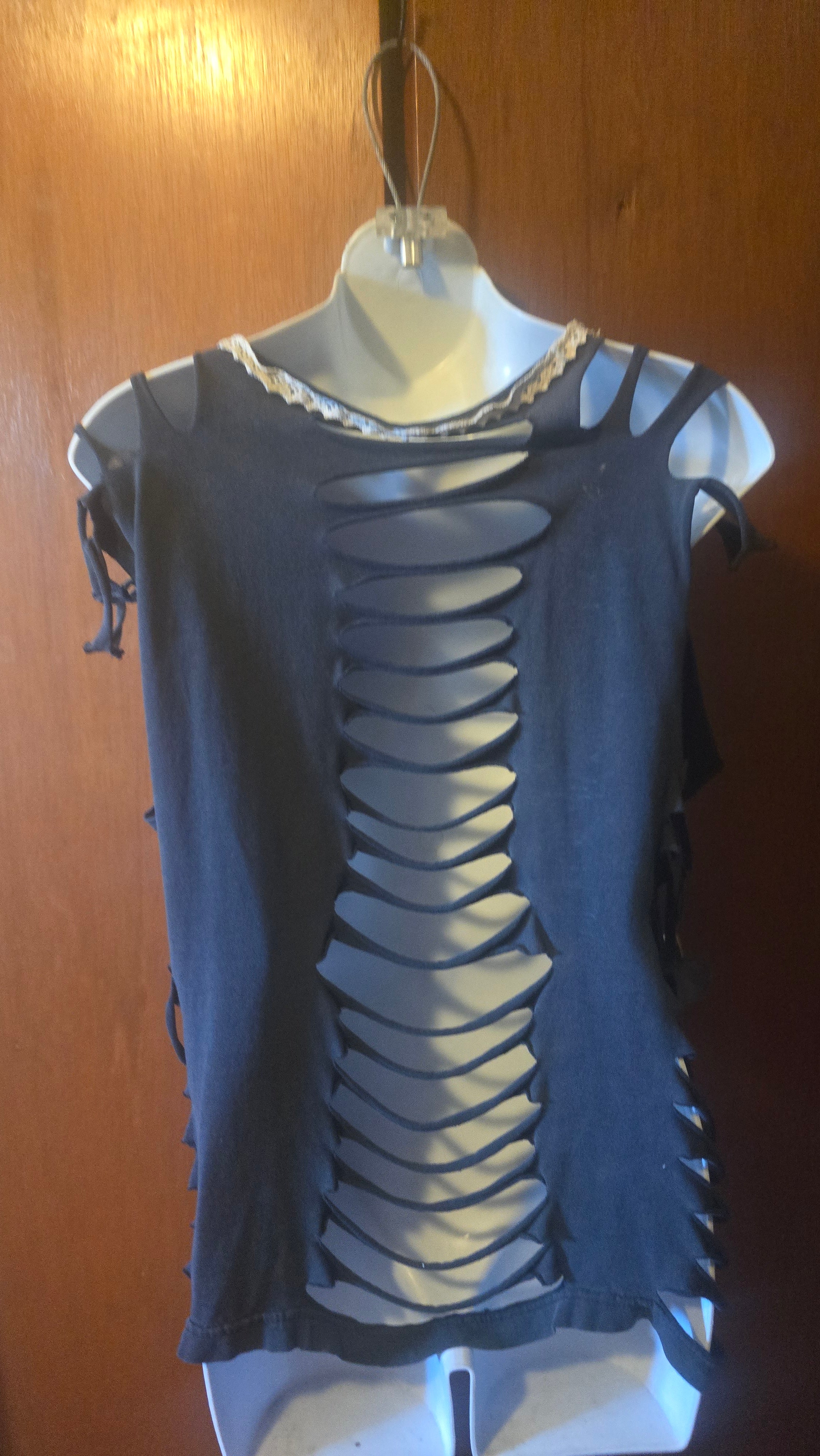 AC/DC Lace-Up Reconstructed Tank | One-of-a-Kind Upcycled Band Tee | Women's Large–XL