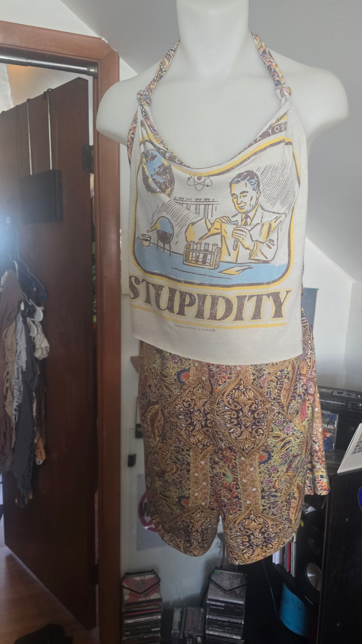 Science Can't Even Fix Your Stupidity Handmade Halter Romper | Upcycled Boho Festival One Piece | XL–2XL