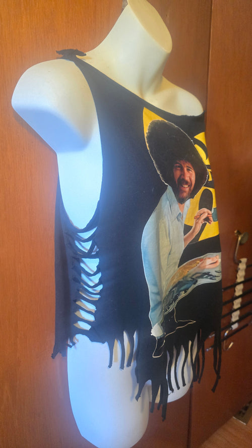 Bob Ross x Wu-Tang Reconstructed One-Shoulder Tee | One-of-a-Kind Upcycled Festival Shirt | XL–2X