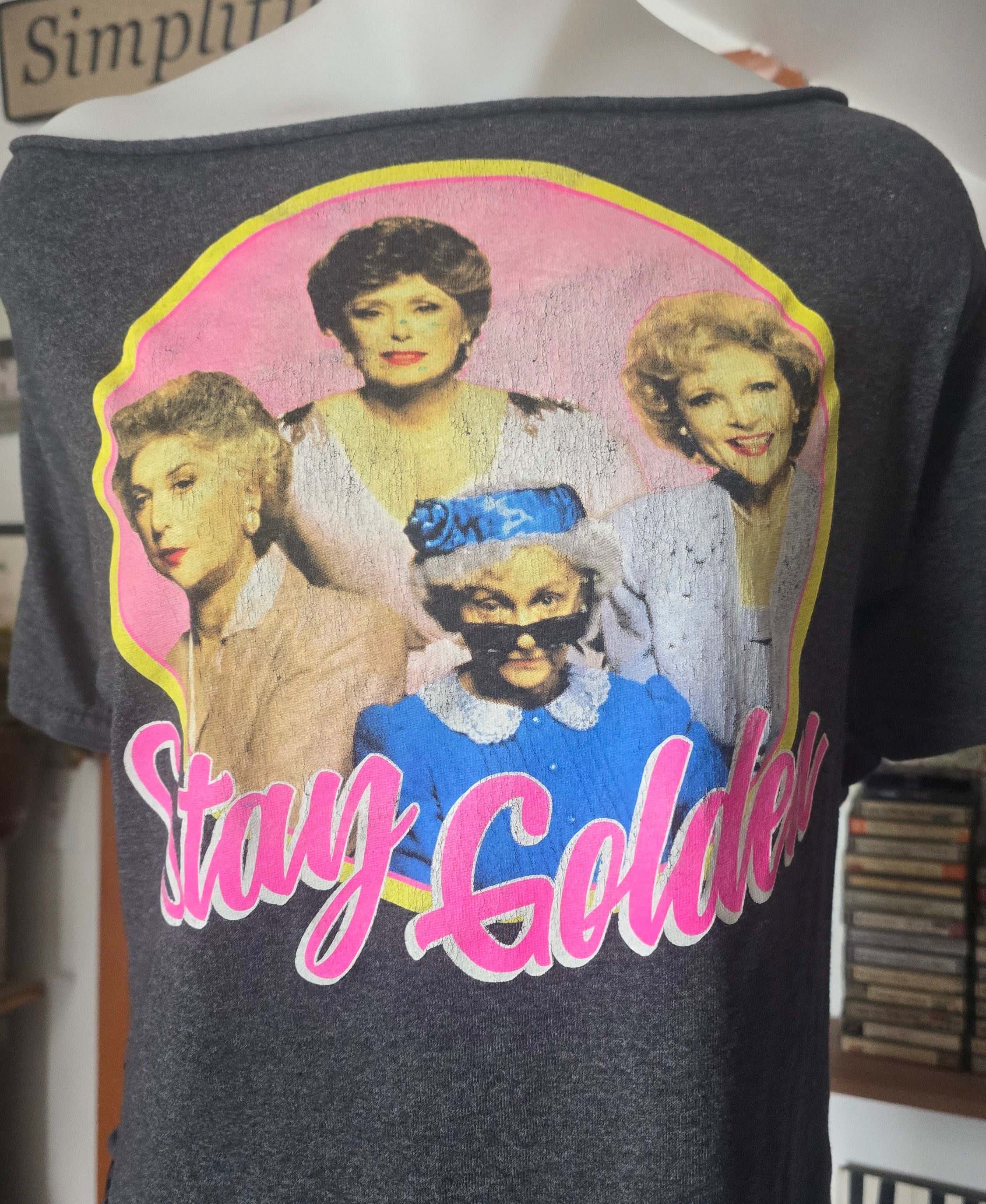 One-of-One Golden Girls "Stay Golden" Tee | Upcycled Off-Shoulder Graphic Top | XL–2X