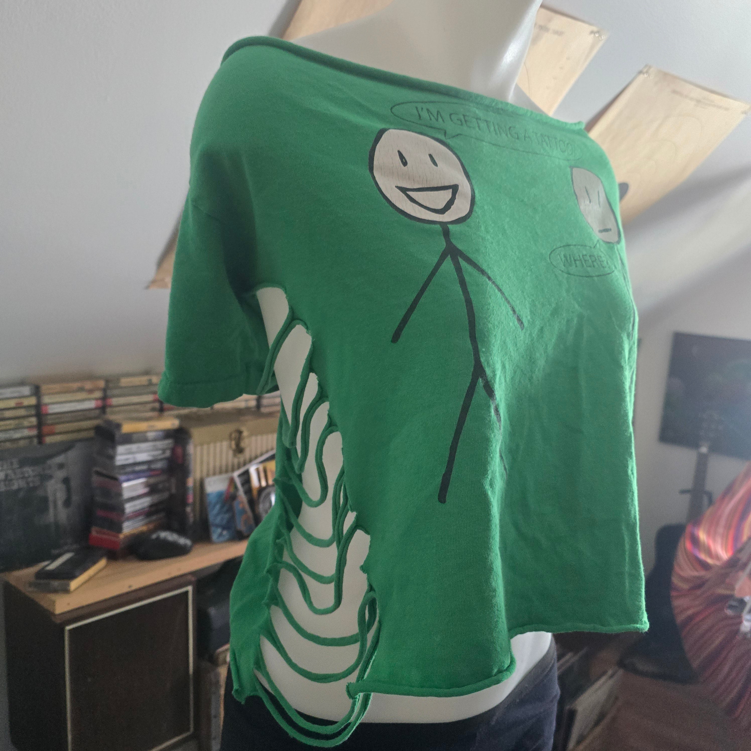 I'm Getting a Tattoo Graphic Crop Top | Handmade Upcycled Off-Shoulder Tee | Funny Tattoo Humor Shirt | XL