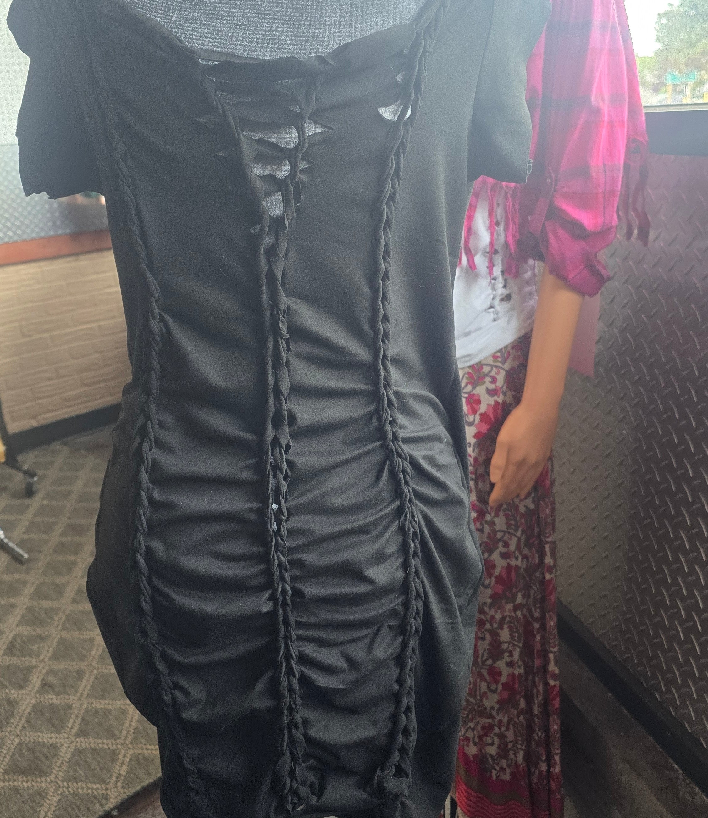 One-of-One "BOY BYE." Goth Mini Dress | Upcycled Emo Scene Y2K Lace Sleeve Dress