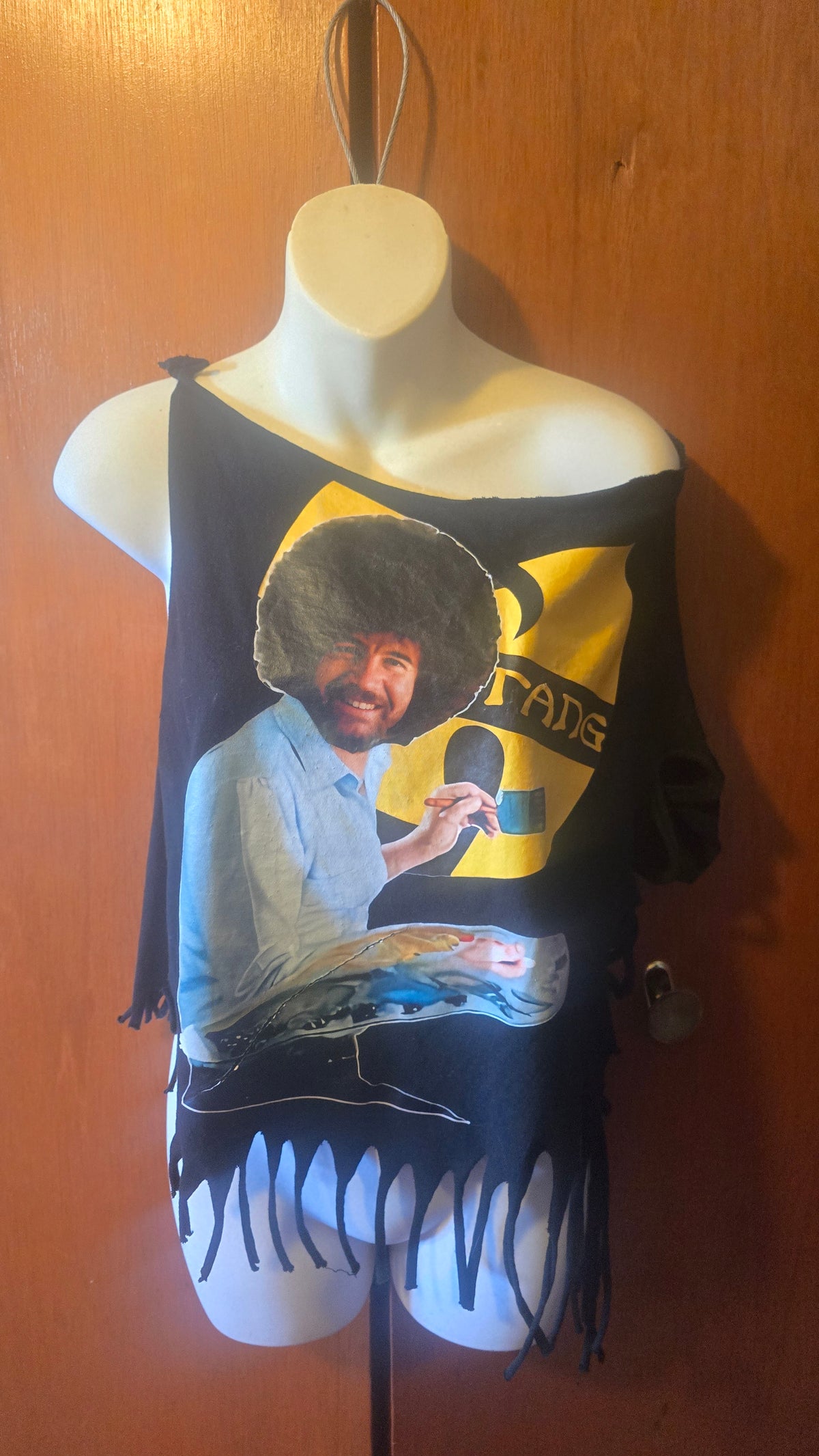 Bob Ross x Wu-Tang Reconstructed One-Shoulder Tee | One-of-a-Kind Upcycled Festival Shirt | XL–2X