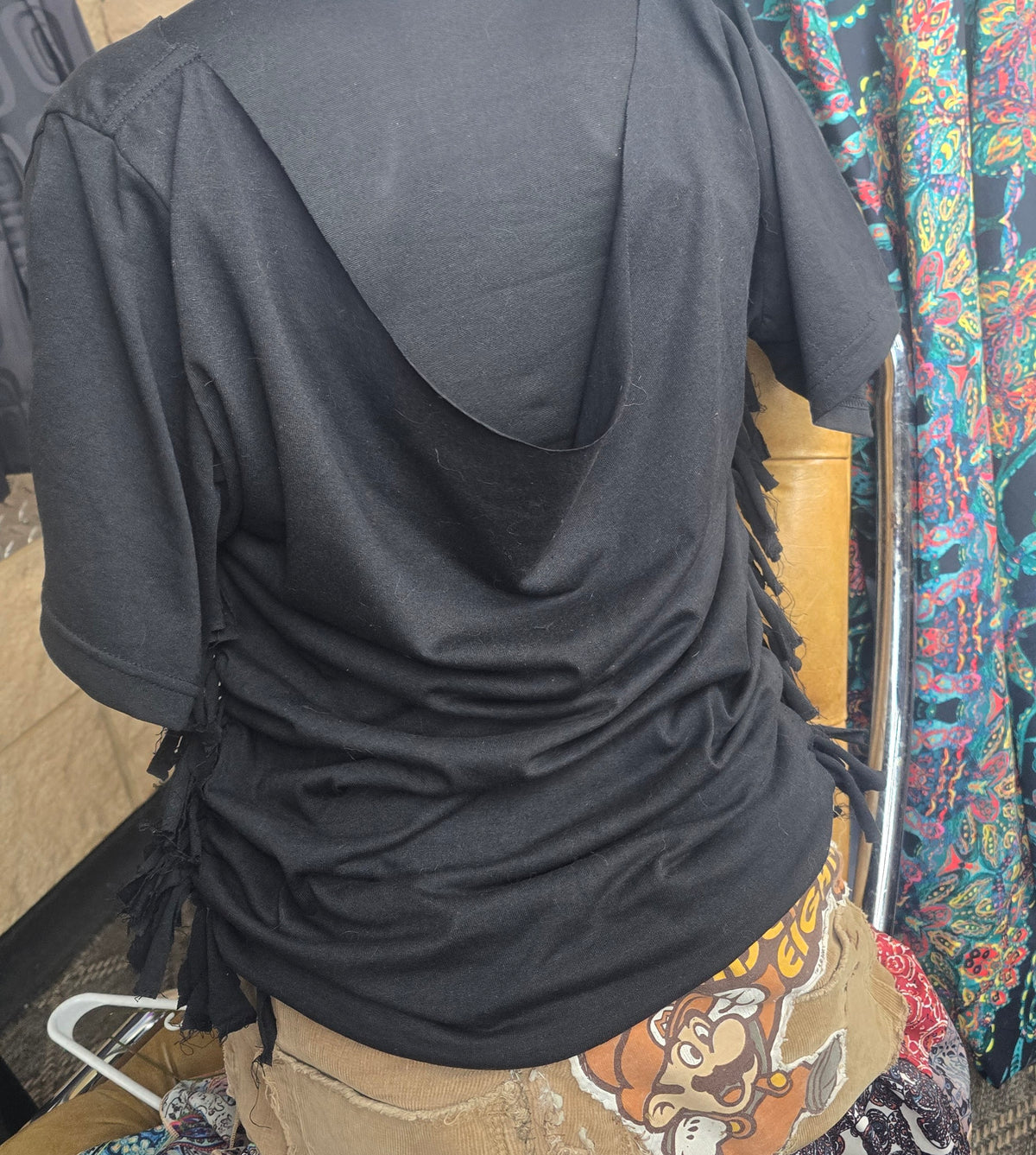 Girls Will Be Girls Medusa Graphic Tee | One-of-a-Kind Upcycled Fringe Back Goth Shirt | XL–2XL
