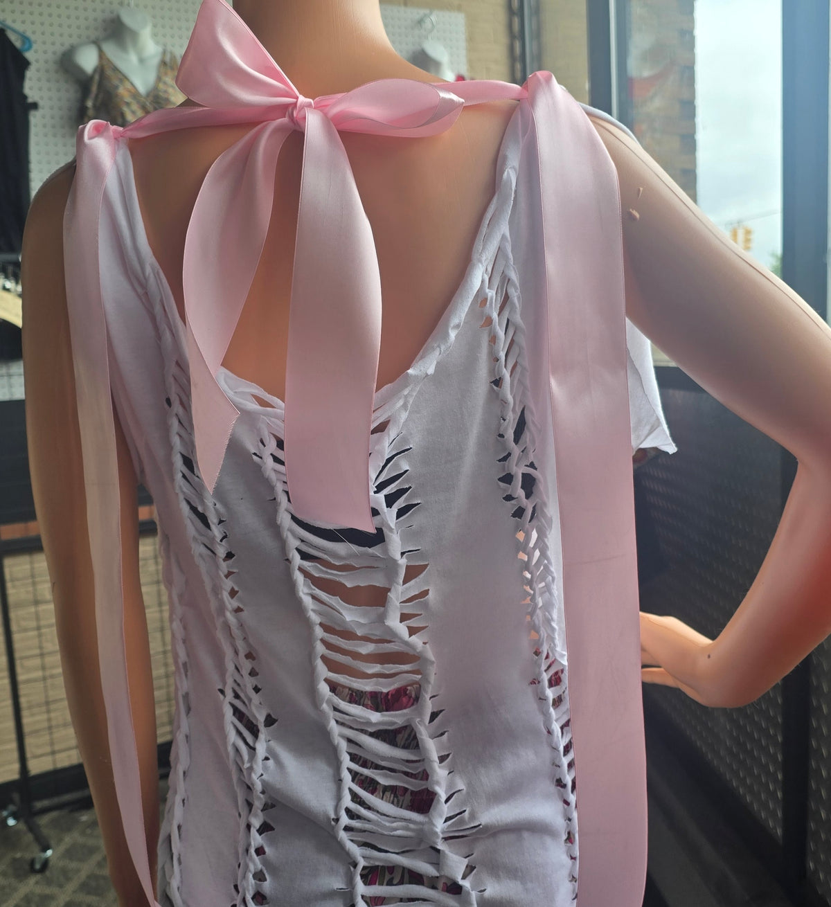 Even Baddies Get Saddies Reconstructed Graphic Tee | One-of-One Handmade Pink Alternative Top