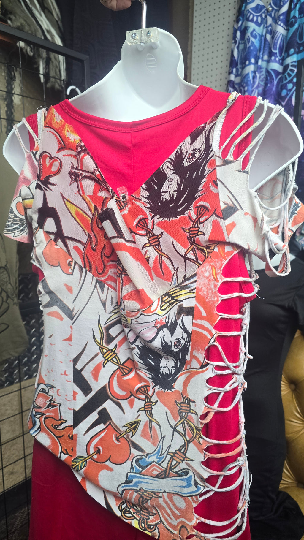 One-of-One Vintage Ink Slingers Rosie Tattoo Dress | Upcycled Y2K Alternative Wearable Art