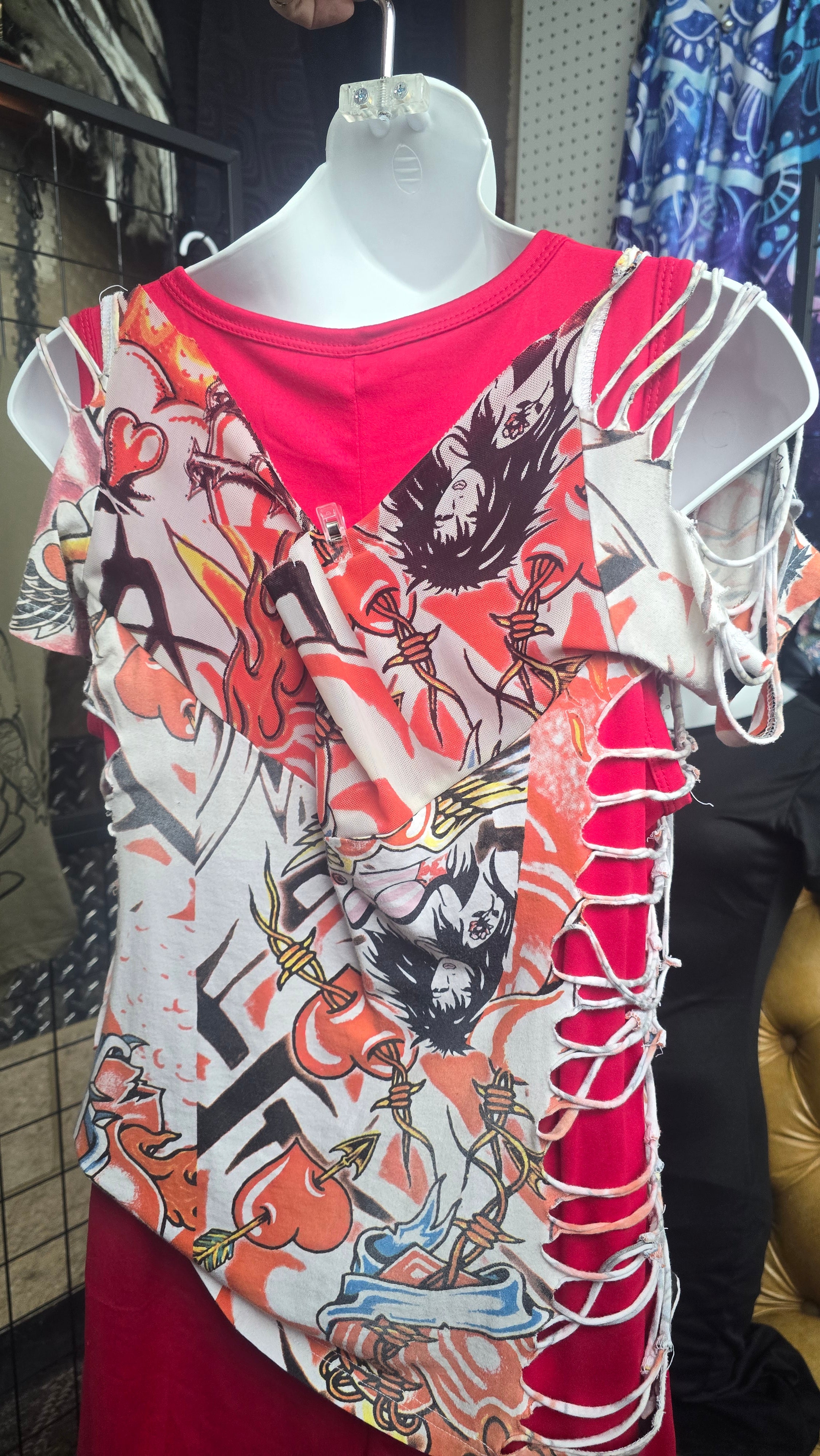 One-of-One Vintage Ink Slingers Rosie Tattoo Dress | Upcycled Y2K Alternative Wearable Art