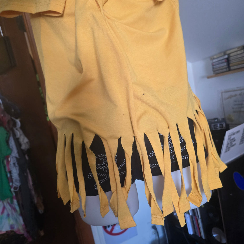 Please Be Patient With Me I'm From the 1900s Fringe Tee | Handmade Upcycled Off-Shoulder Graphic Top | XL–2X