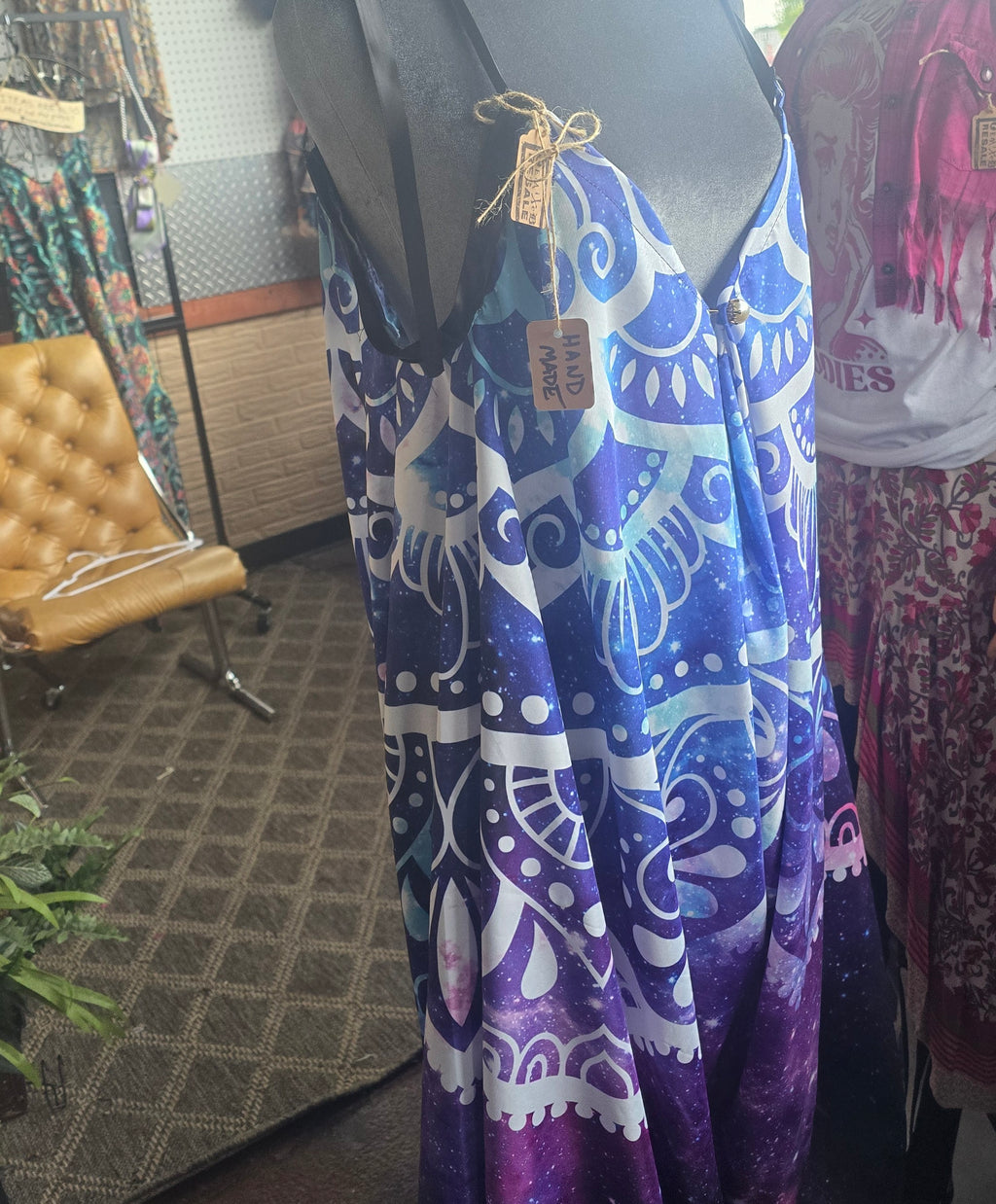 Handmade Galaxy Mandala Harem Jumpsuit | One Size Plus Festival Romper | Boho Wearable Art