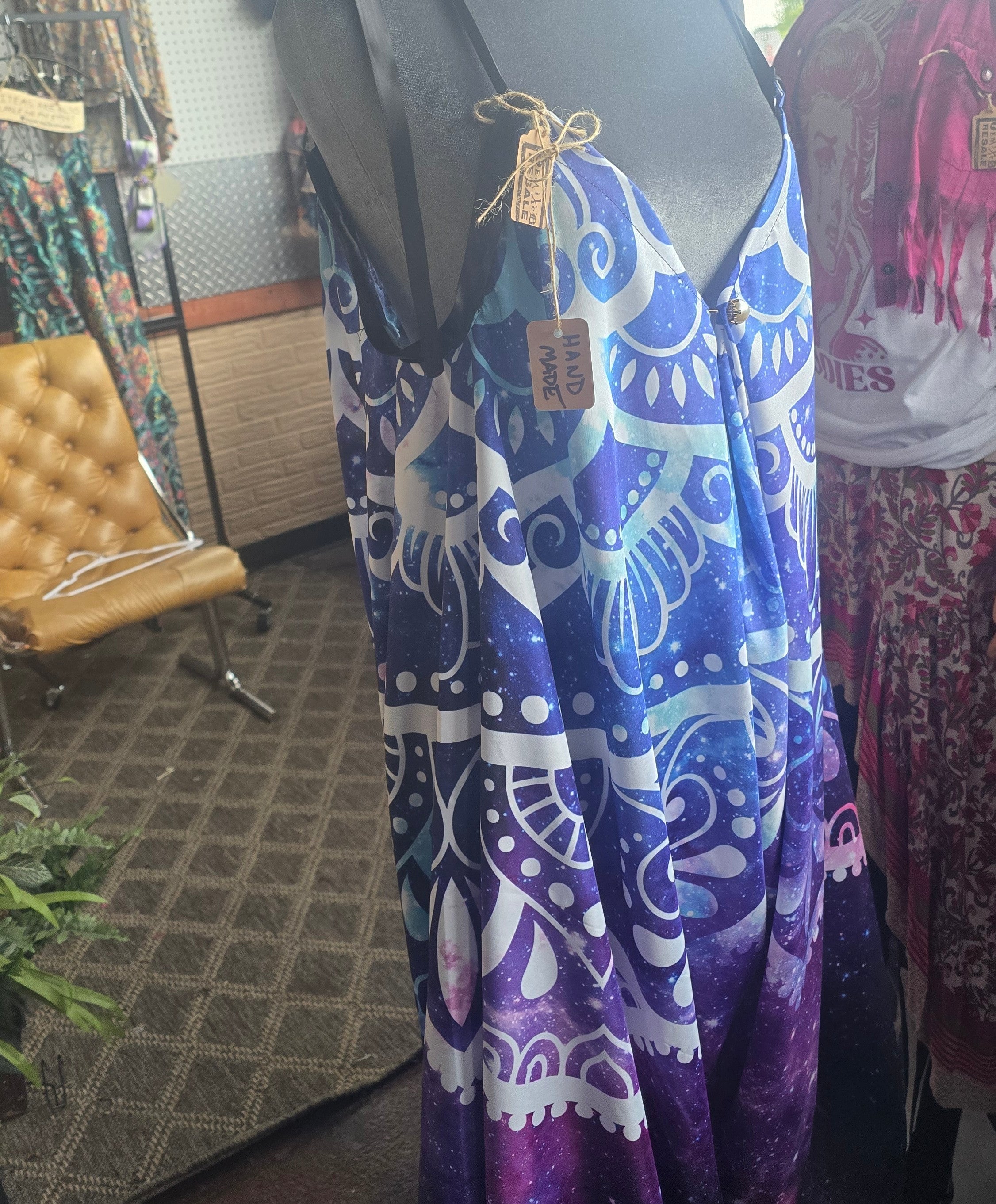 Handmade Galaxy Mandala Harem Jumpsuit | One Size Plus Festival Romper | Boho Wearable Art