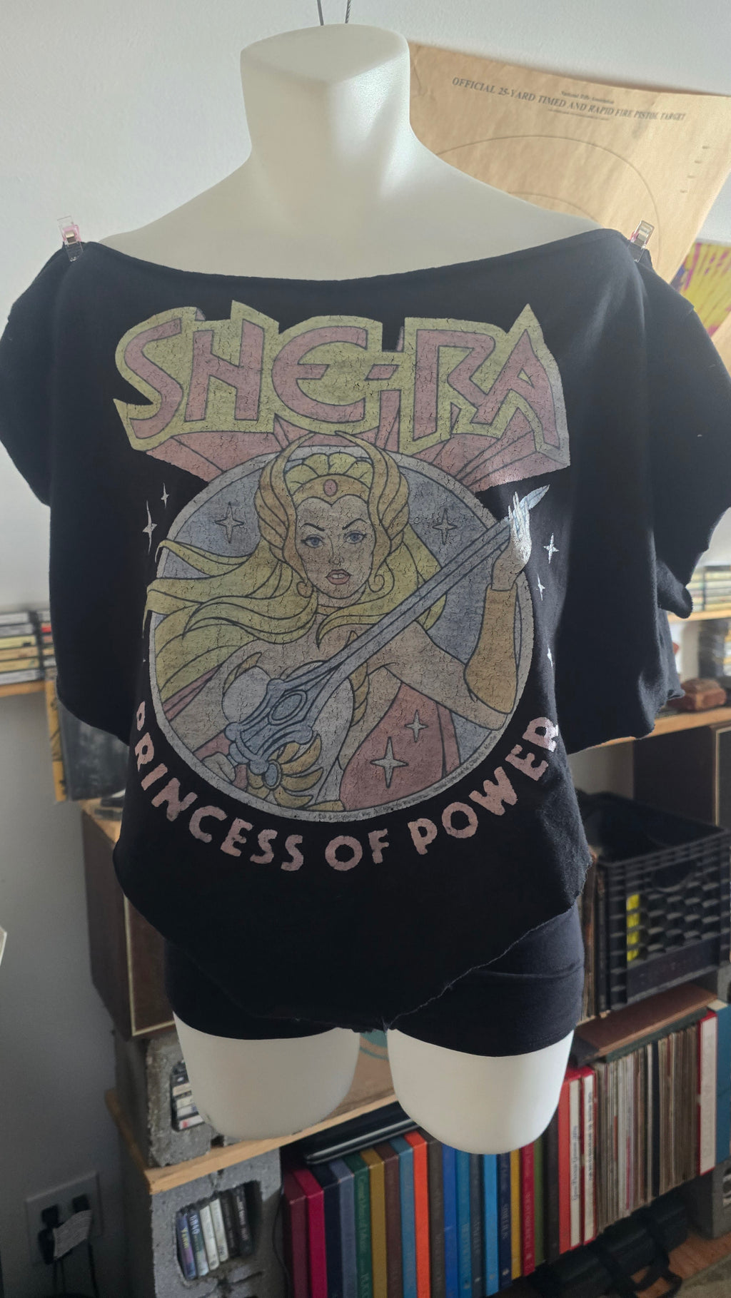 She-Ra Princess of Power Upcycled Off-Shoulder Crop Top | Vintage Graphic Tee | Handmade One-of-One XL–2X