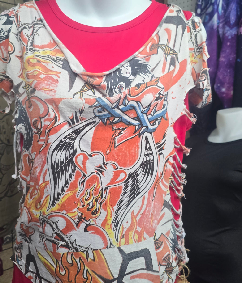 One-of-One Vintage Ink Slingers Rosie Tattoo Dress | Upcycled Y2K Alternative Wearable Art